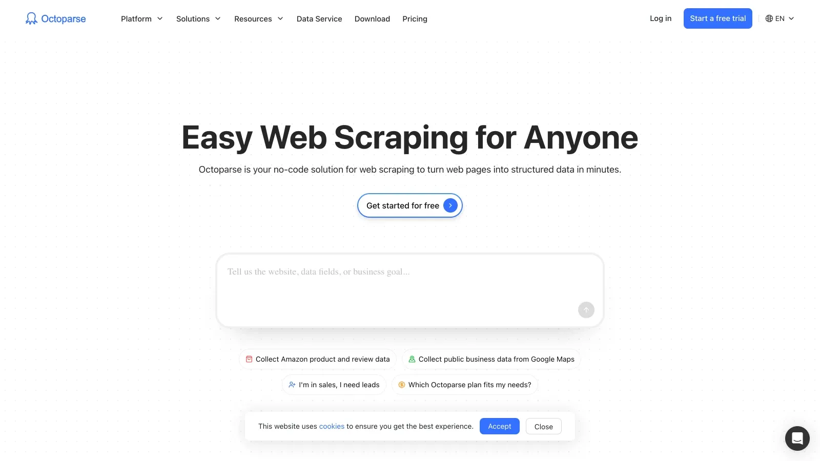 Octoparse official website screenshot