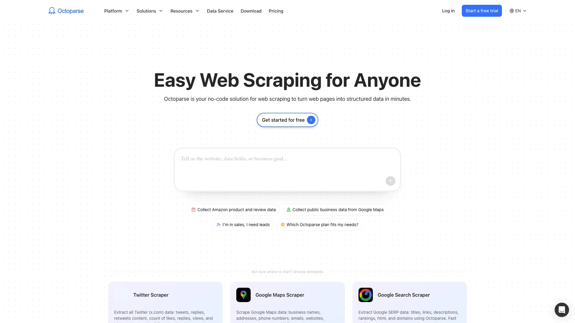 Octoparse official website screenshot