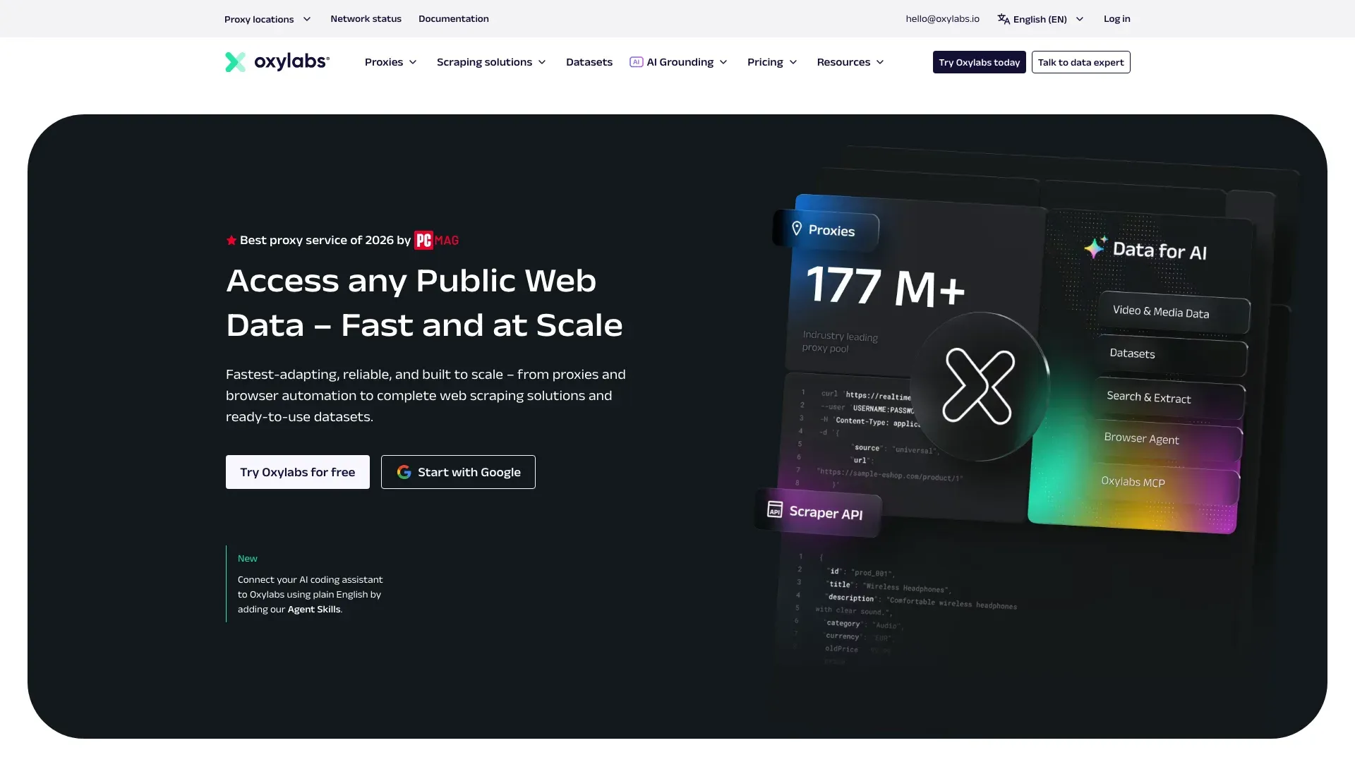Oxylabs official website screenshot
