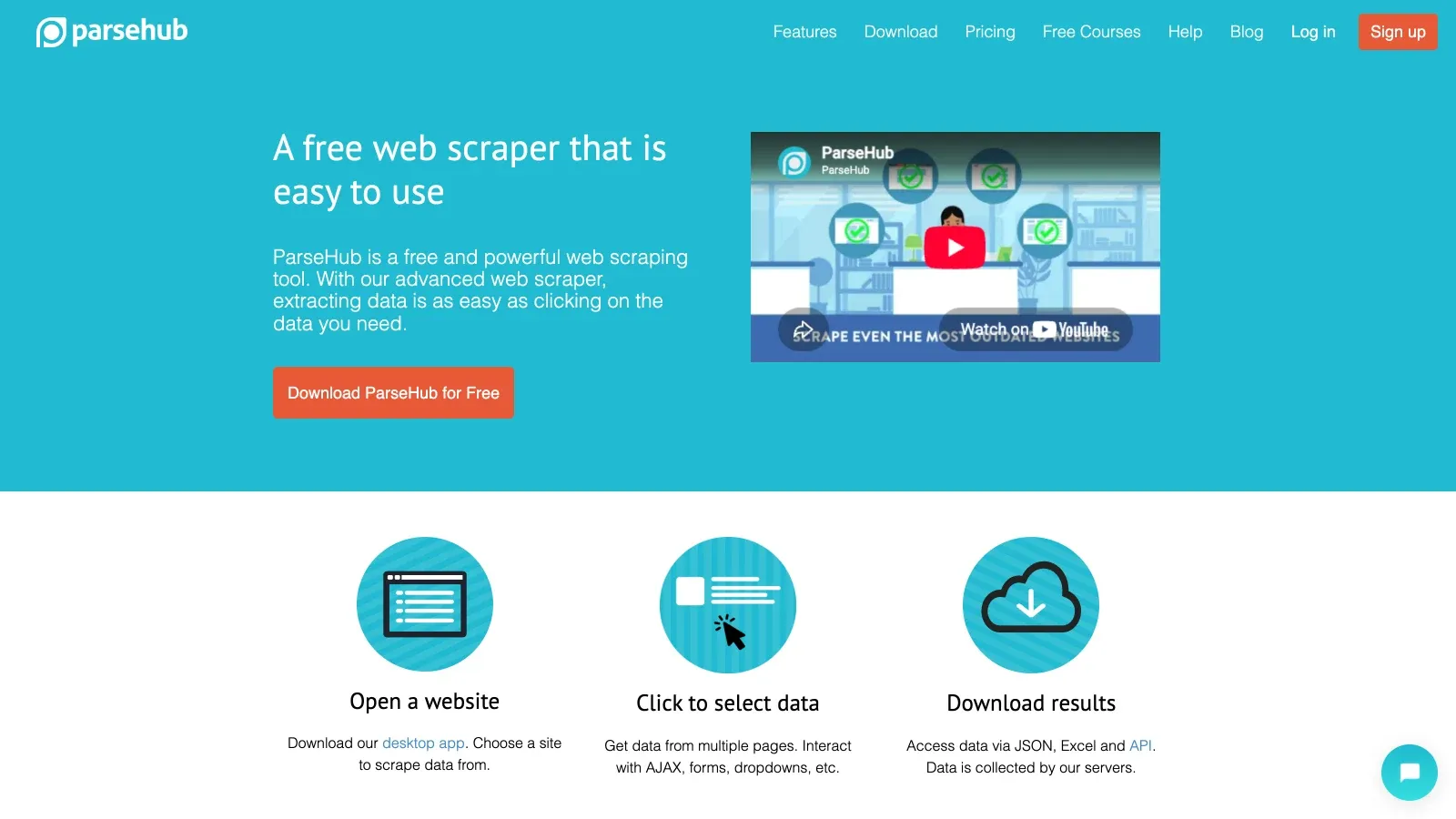 ParseHub official website screenshot