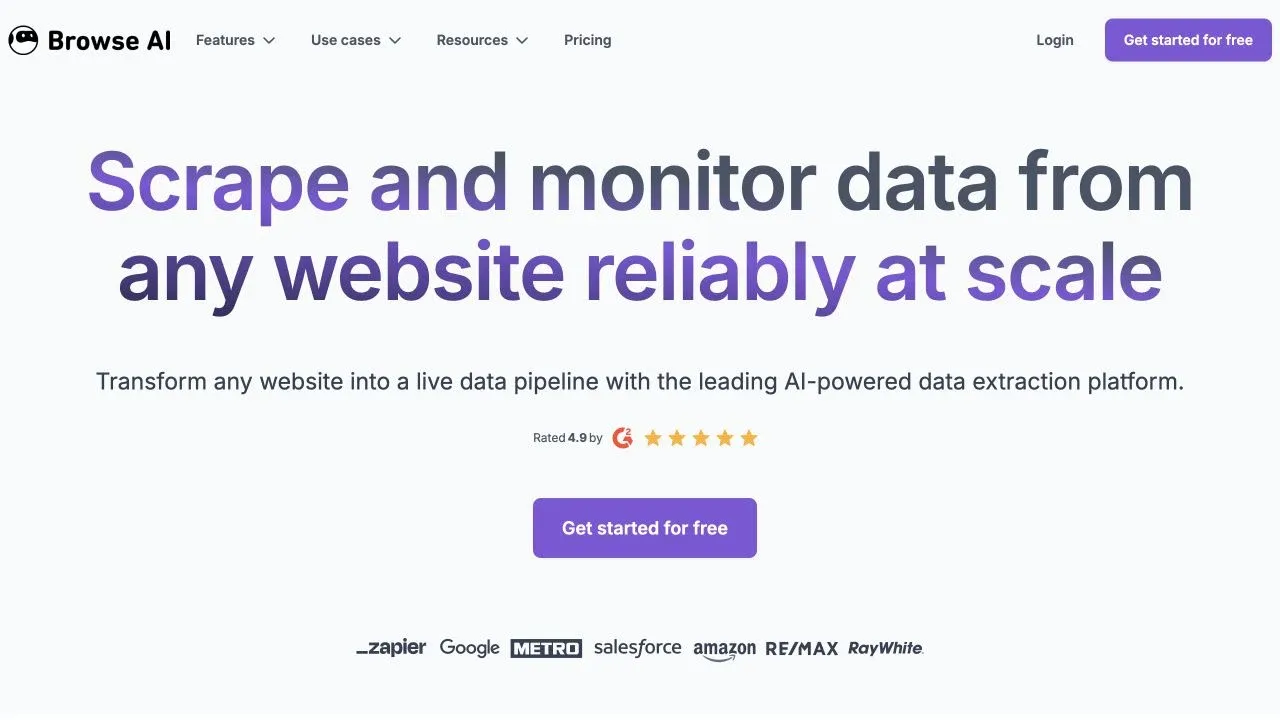 Official Browse AI website screenshot