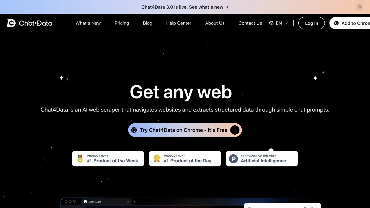 Official Chat4Data website screenshot