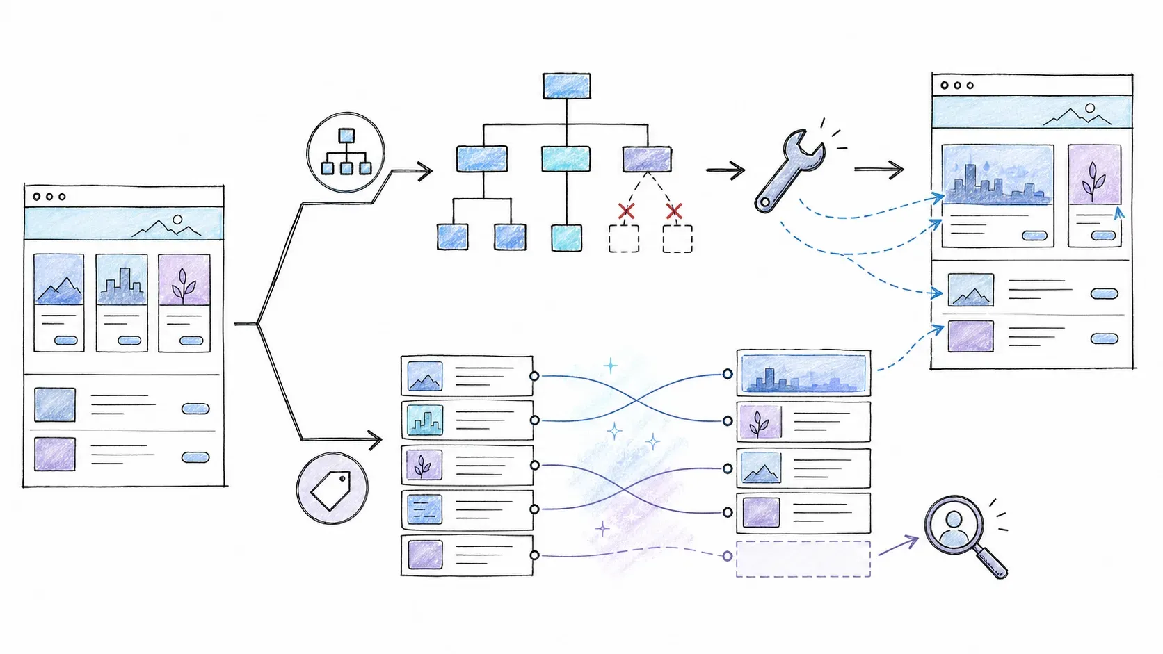 Two extraction workflows reacting to a web page layout change