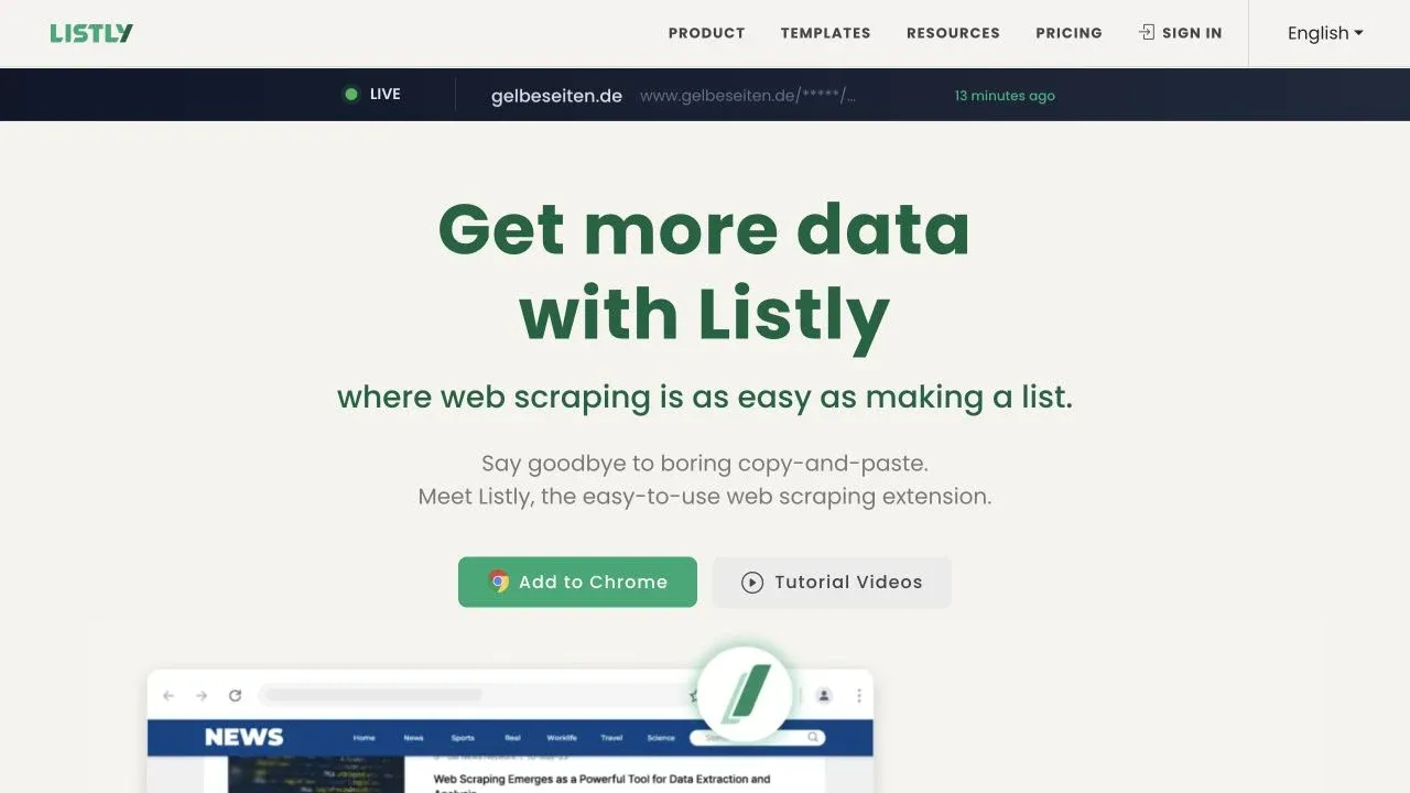 Official Listly website screenshot