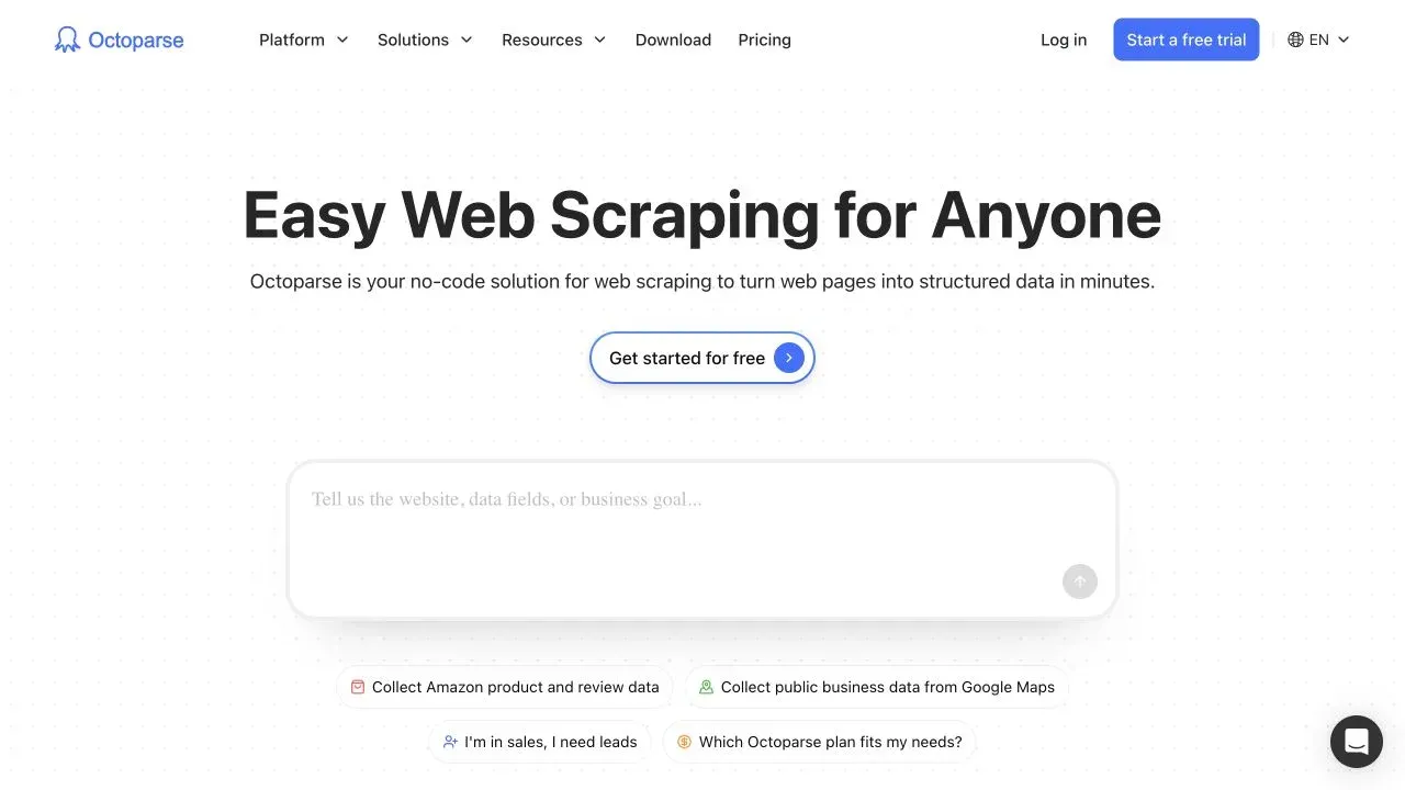 Official Octoparse website screenshot