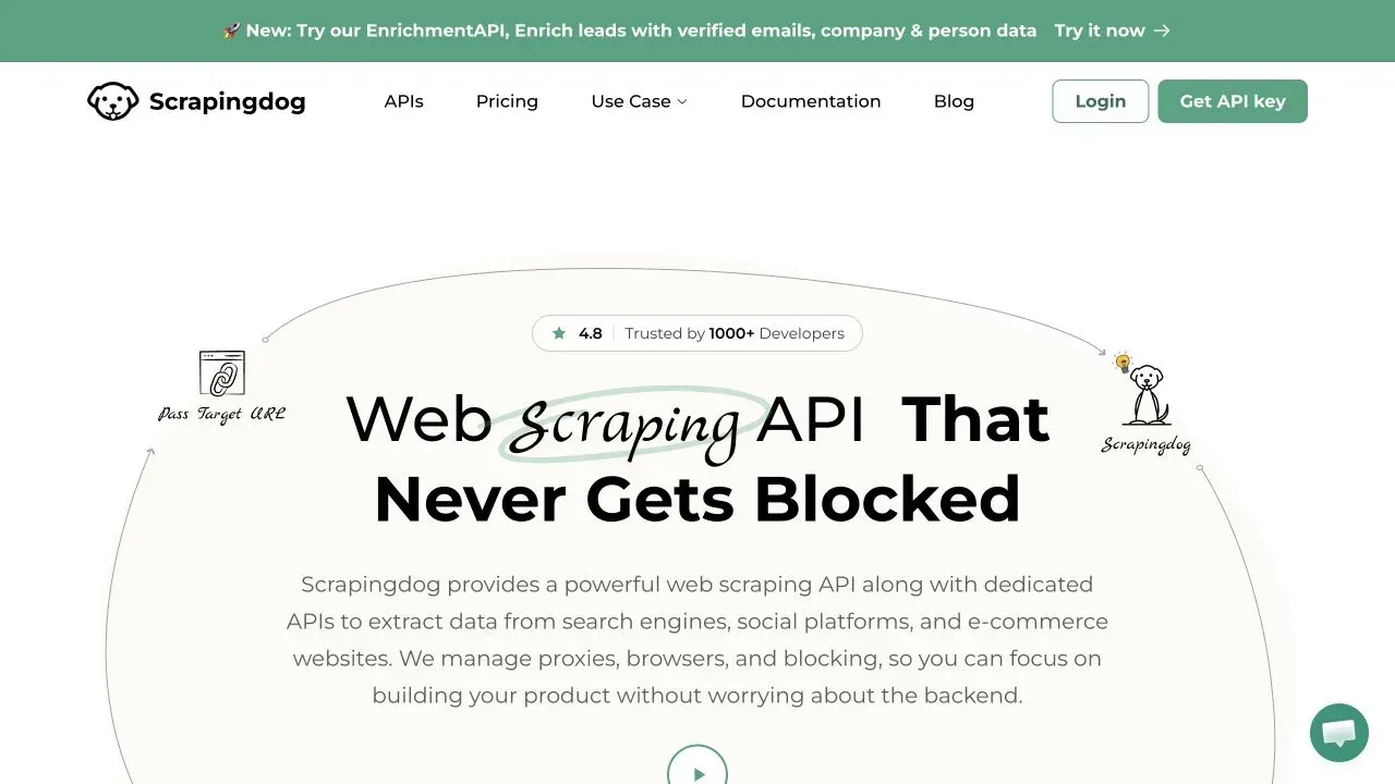 Official ScrapingDog website screenshot