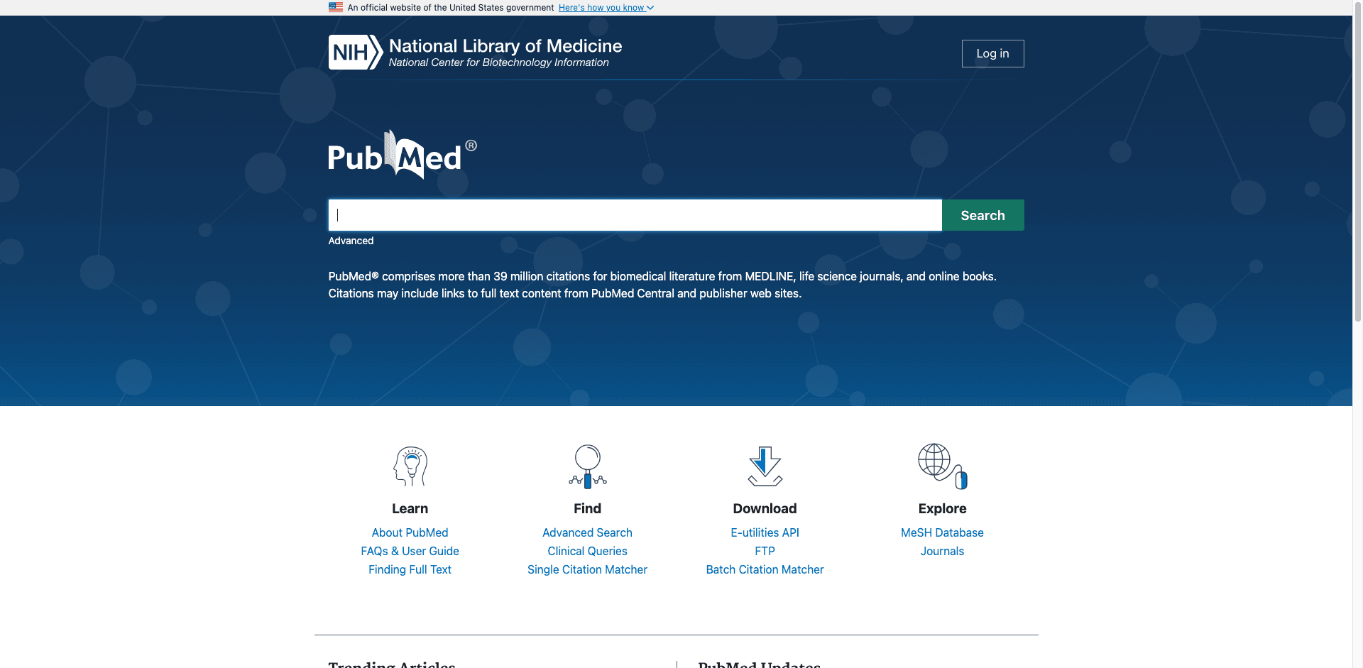 PubMed | US National Library of Medicine Screenshot