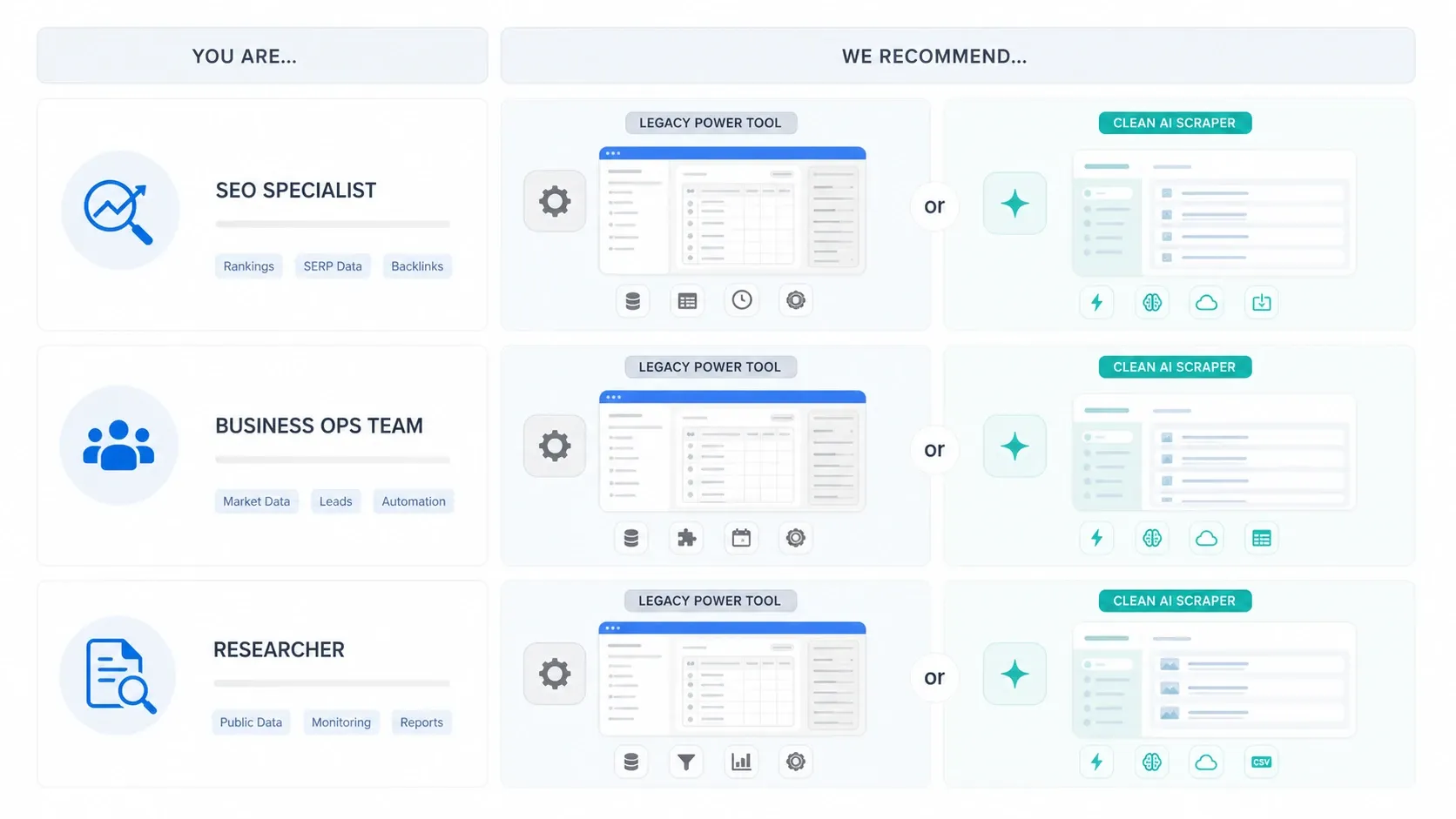 Recommendation matrix by team type