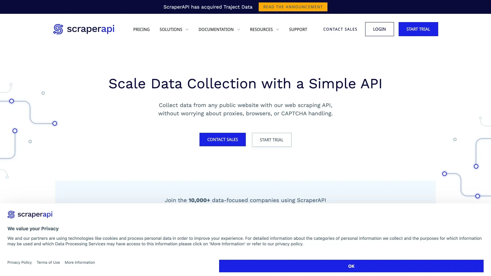 ScraperAPI official website screenshot