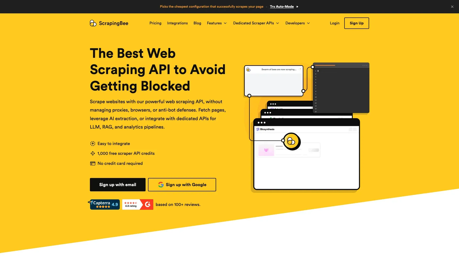 ScrapingBee official website screenshot