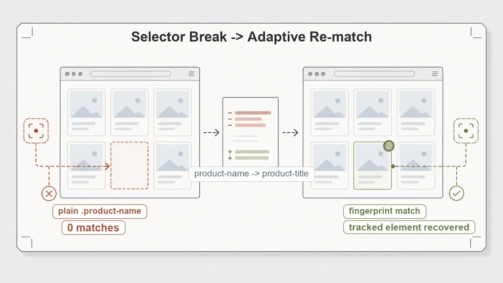 Scrapling selector break and adaptive re-match