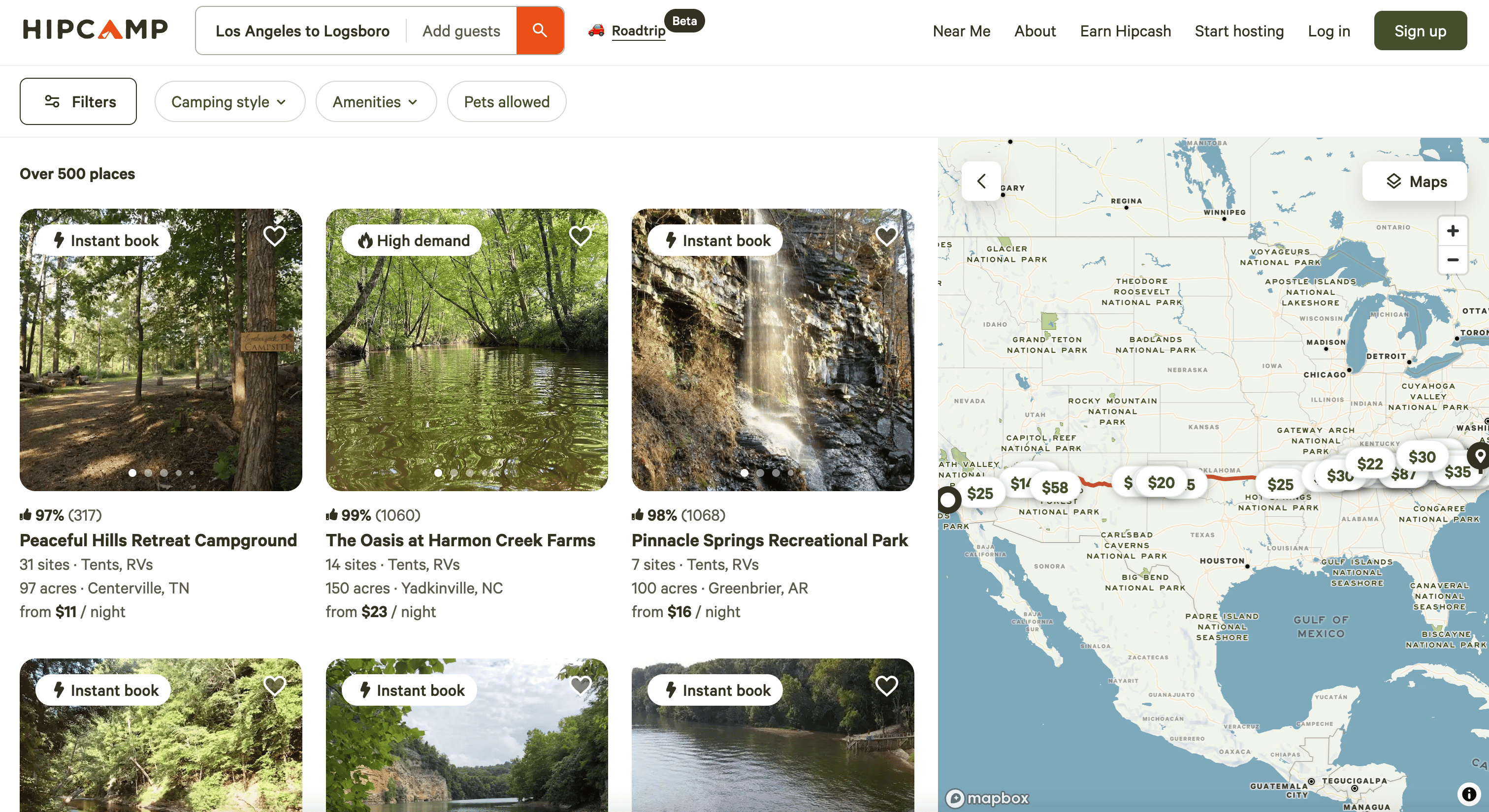 Roadtrip Search Result Screenshot