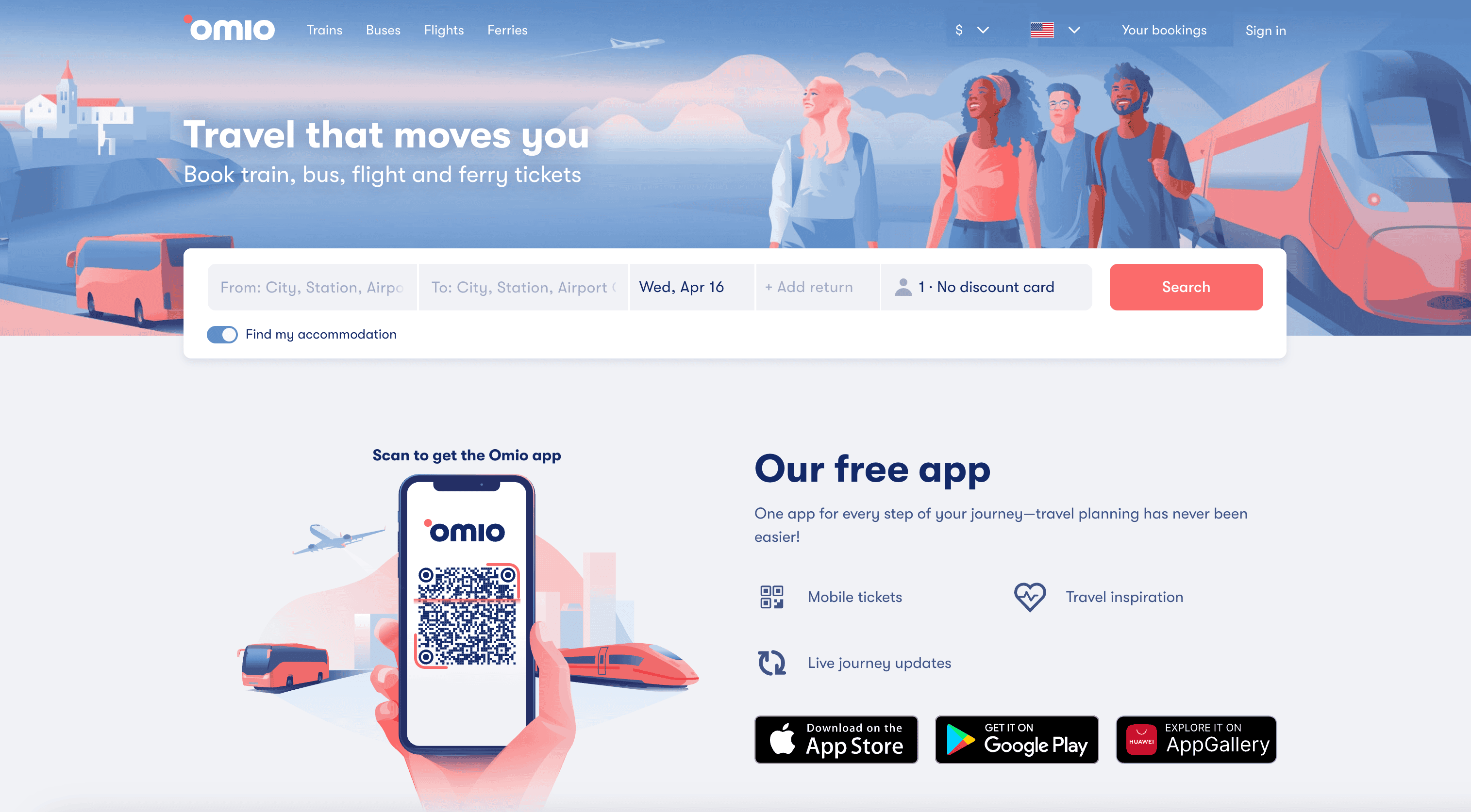 Omio 스크린샷