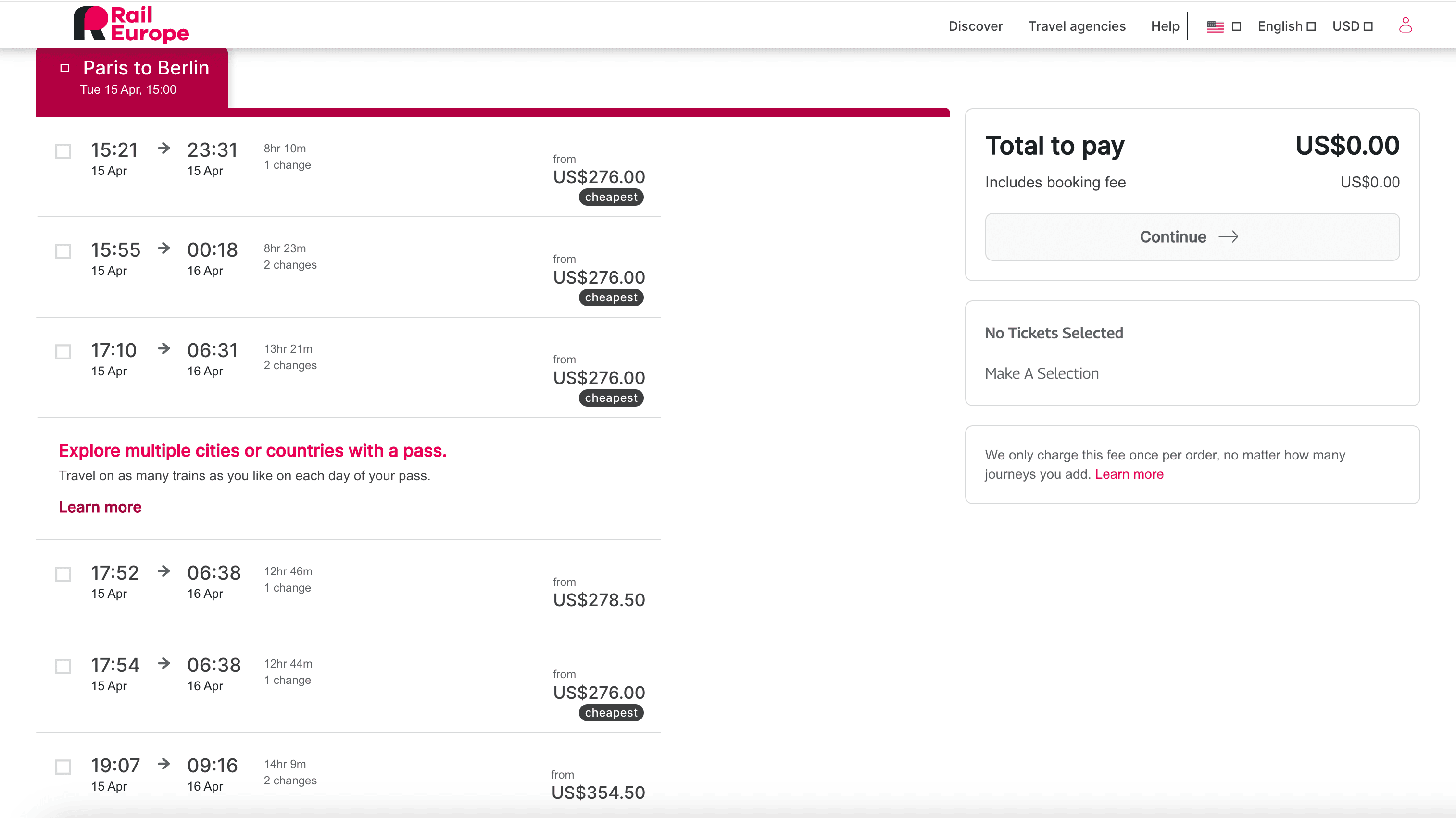 Trains Search Result Screenshot