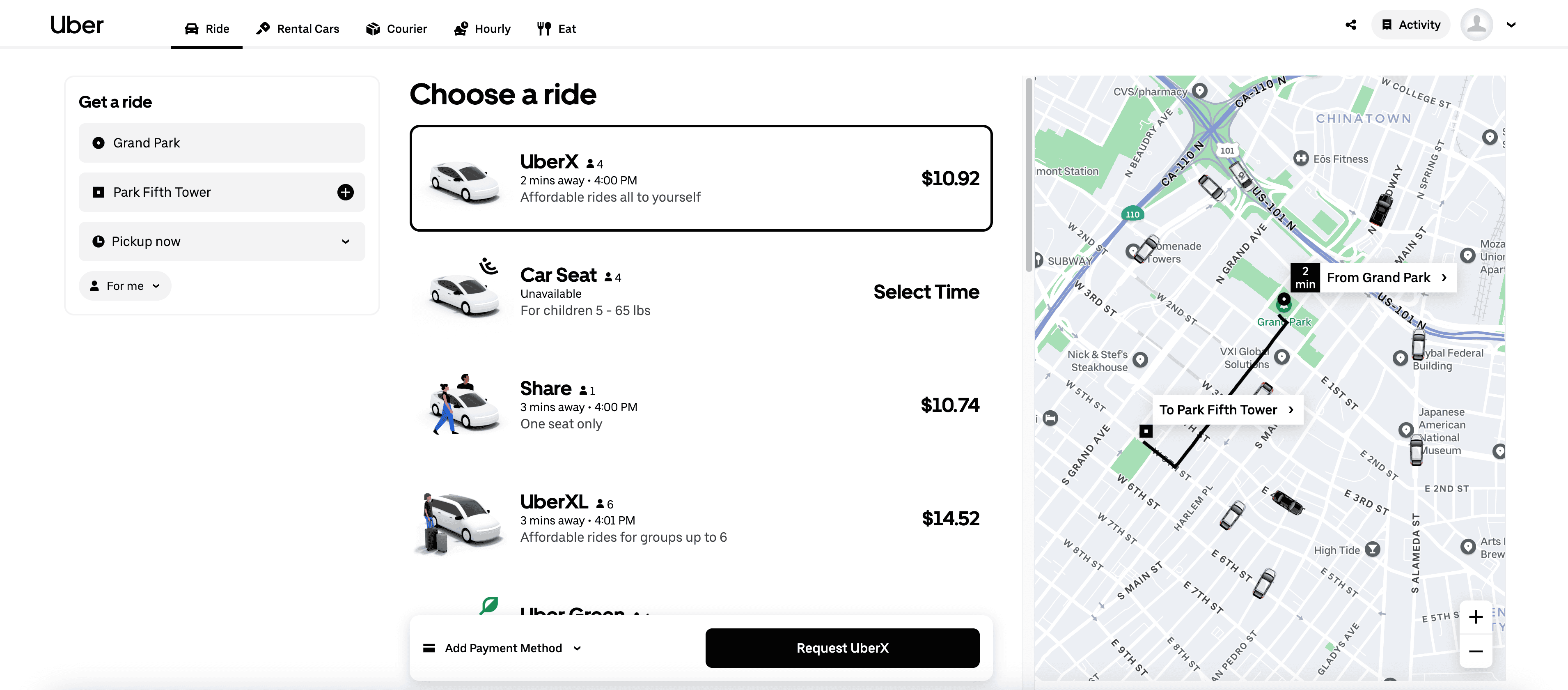 Ride Search Result Screenshot