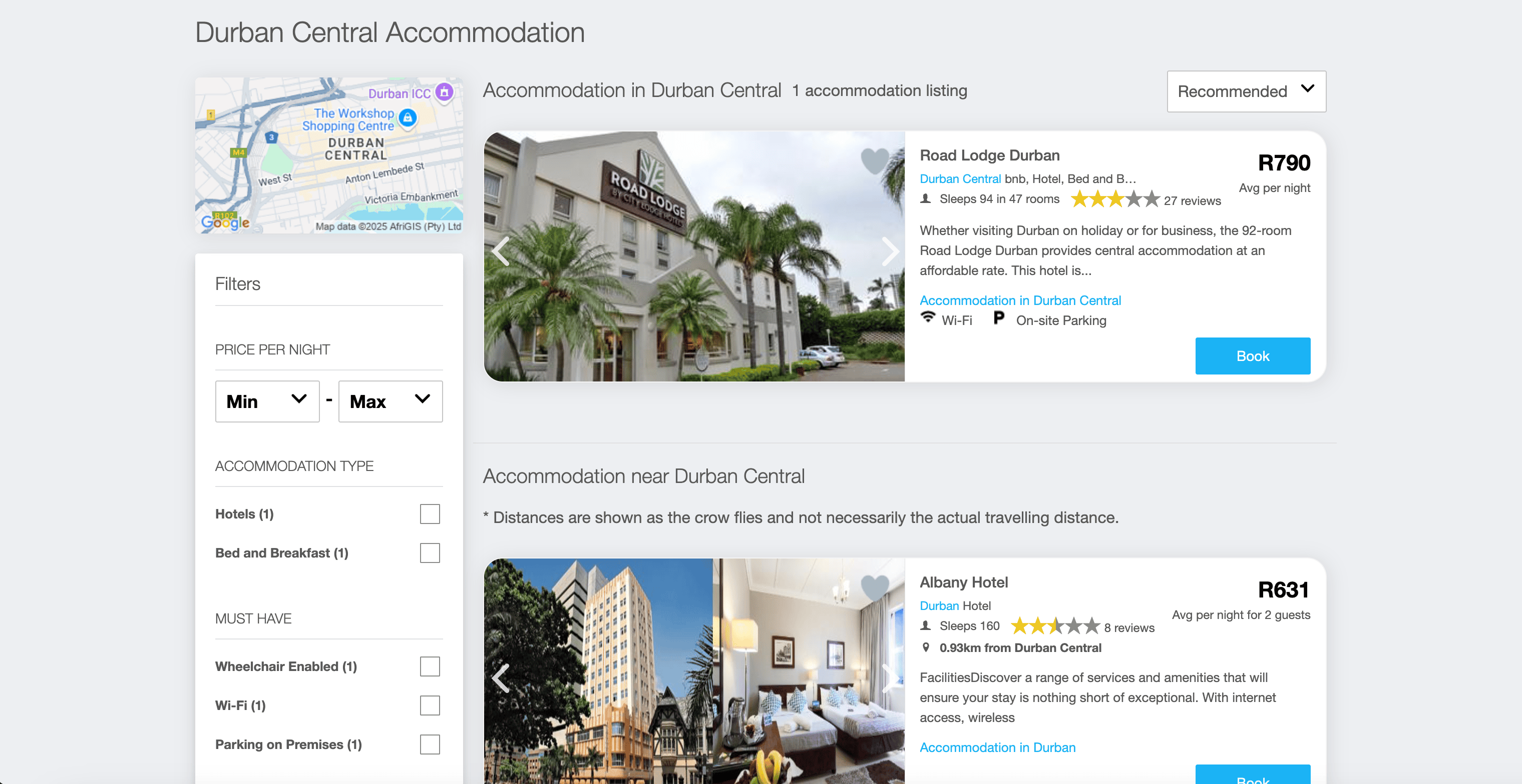Travelstart Hotels Search Result Screenshot