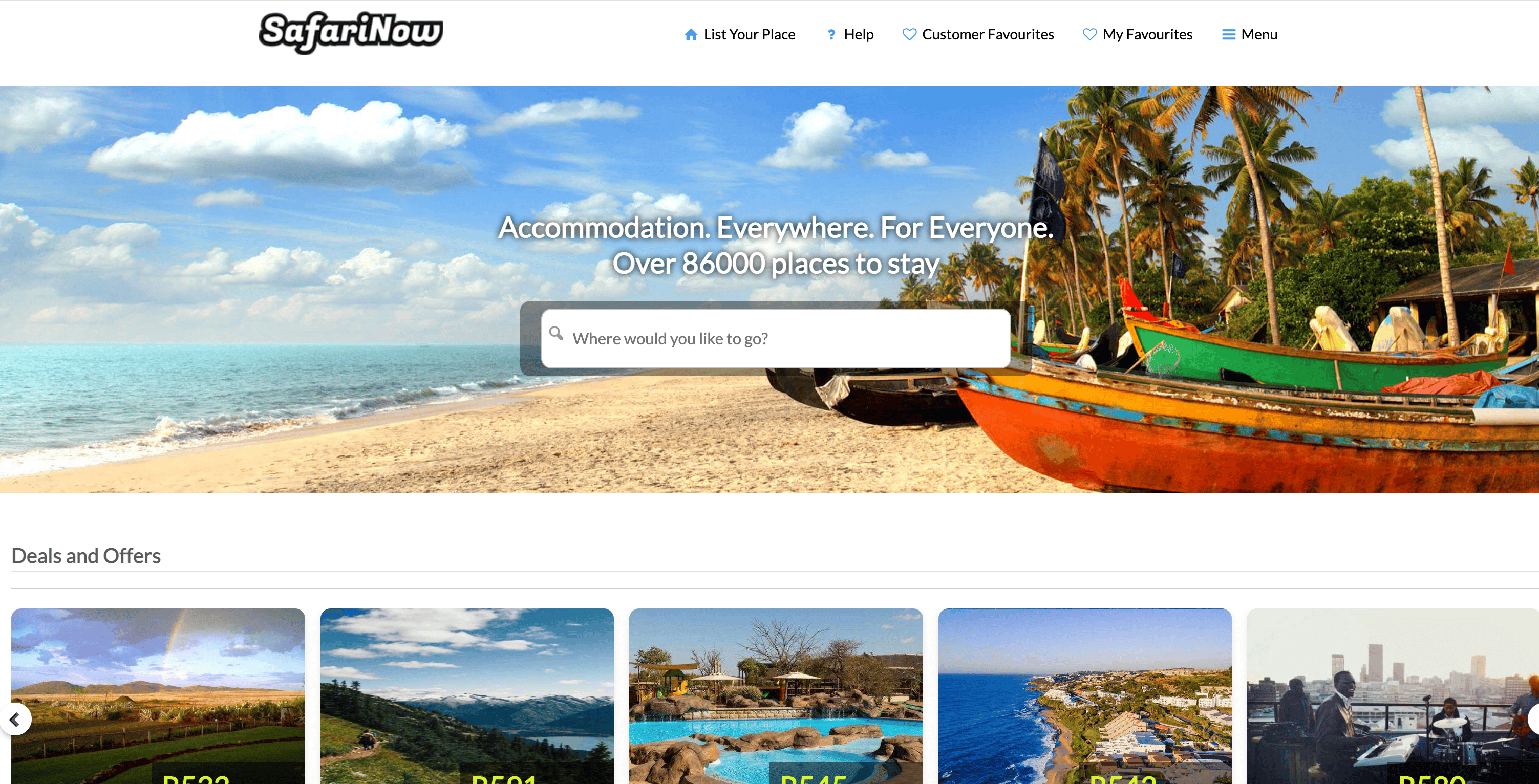 SafariNow Homepage Screenshot