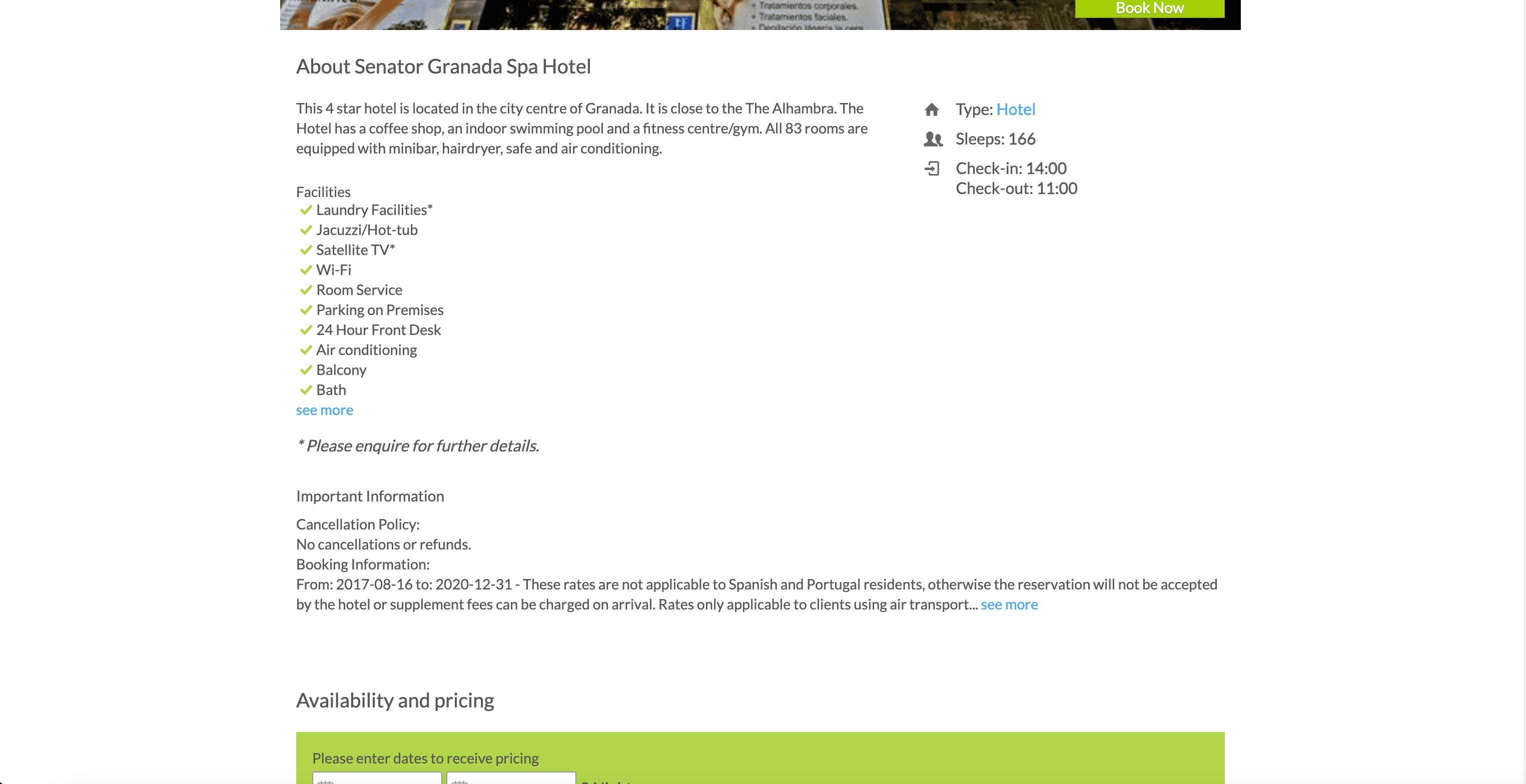 Accommodation Details Screenshot
