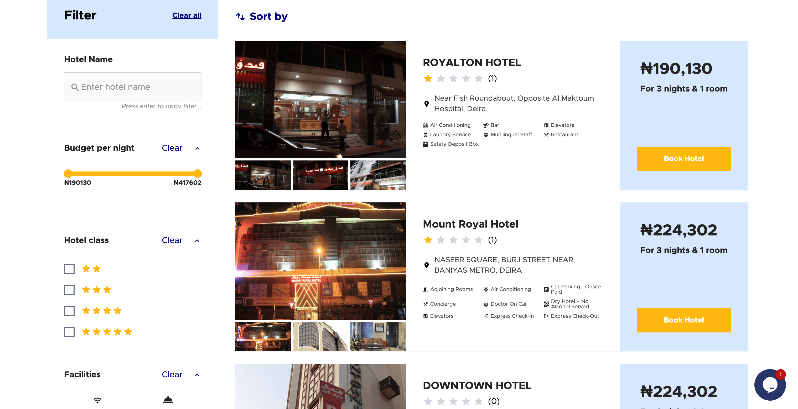 Travelbeta Hotels Search Result Screenshot
