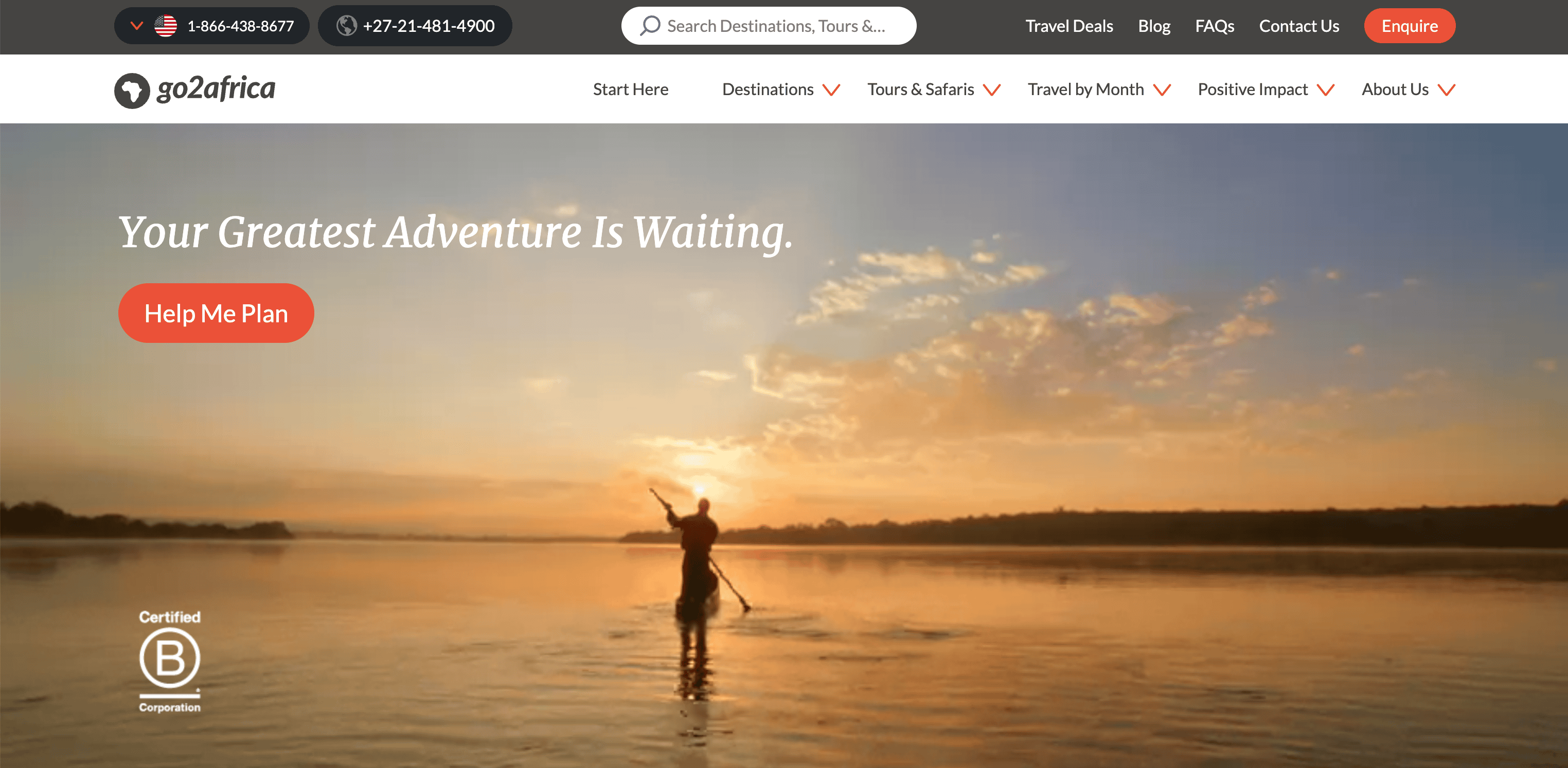 Go2Africa Homepage Screenshot
