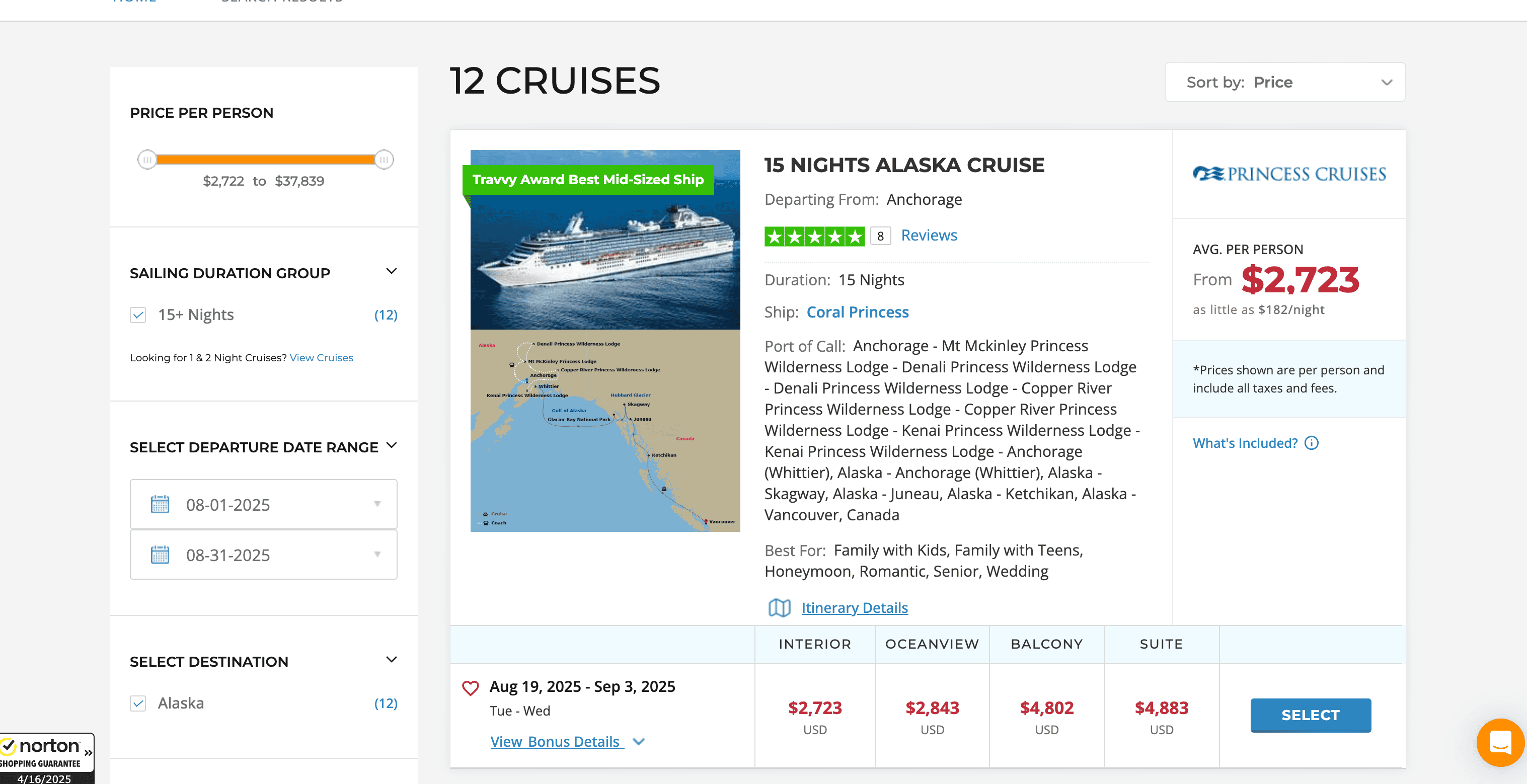 CruiseDirect Search Results