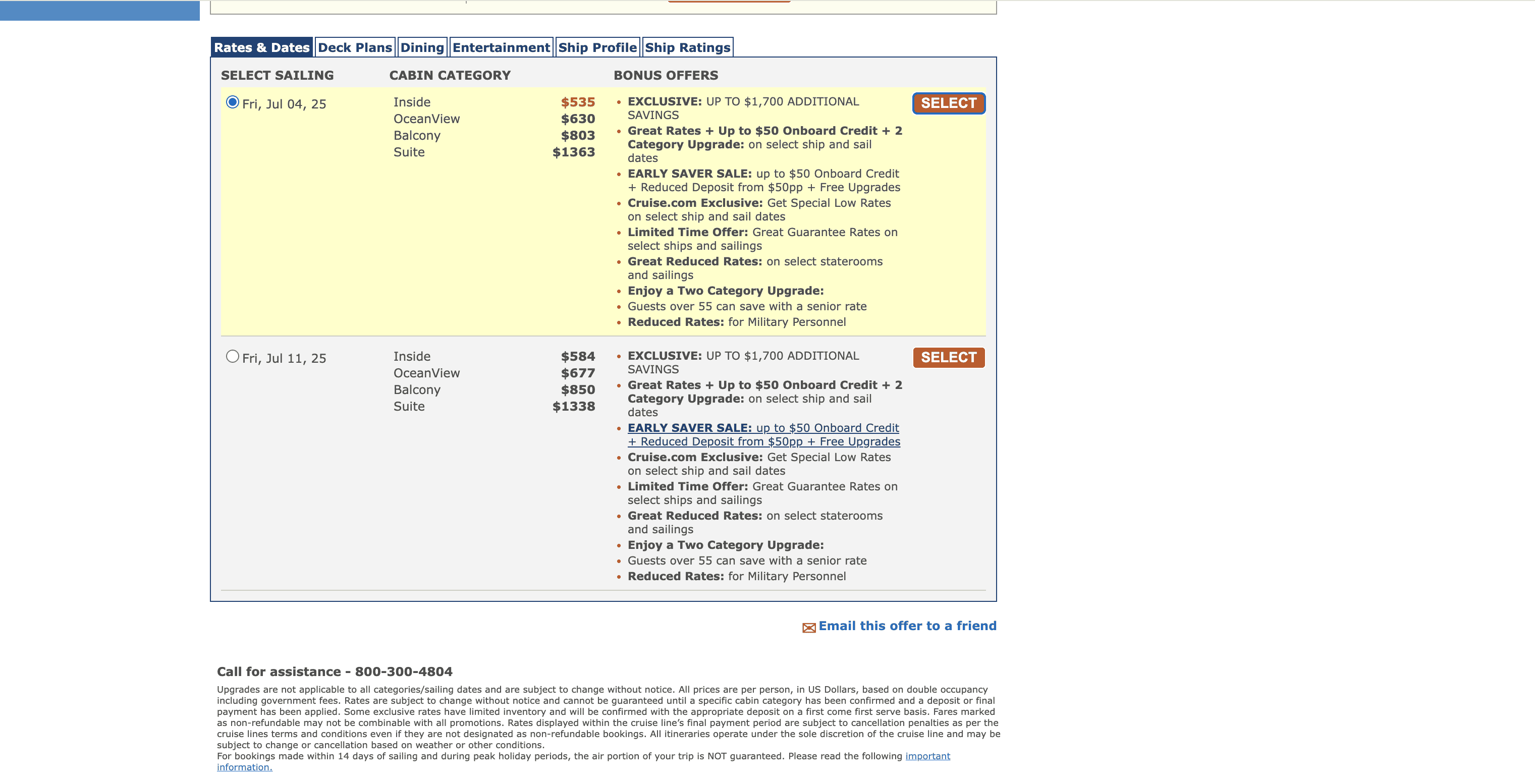 Cruise Details Page
