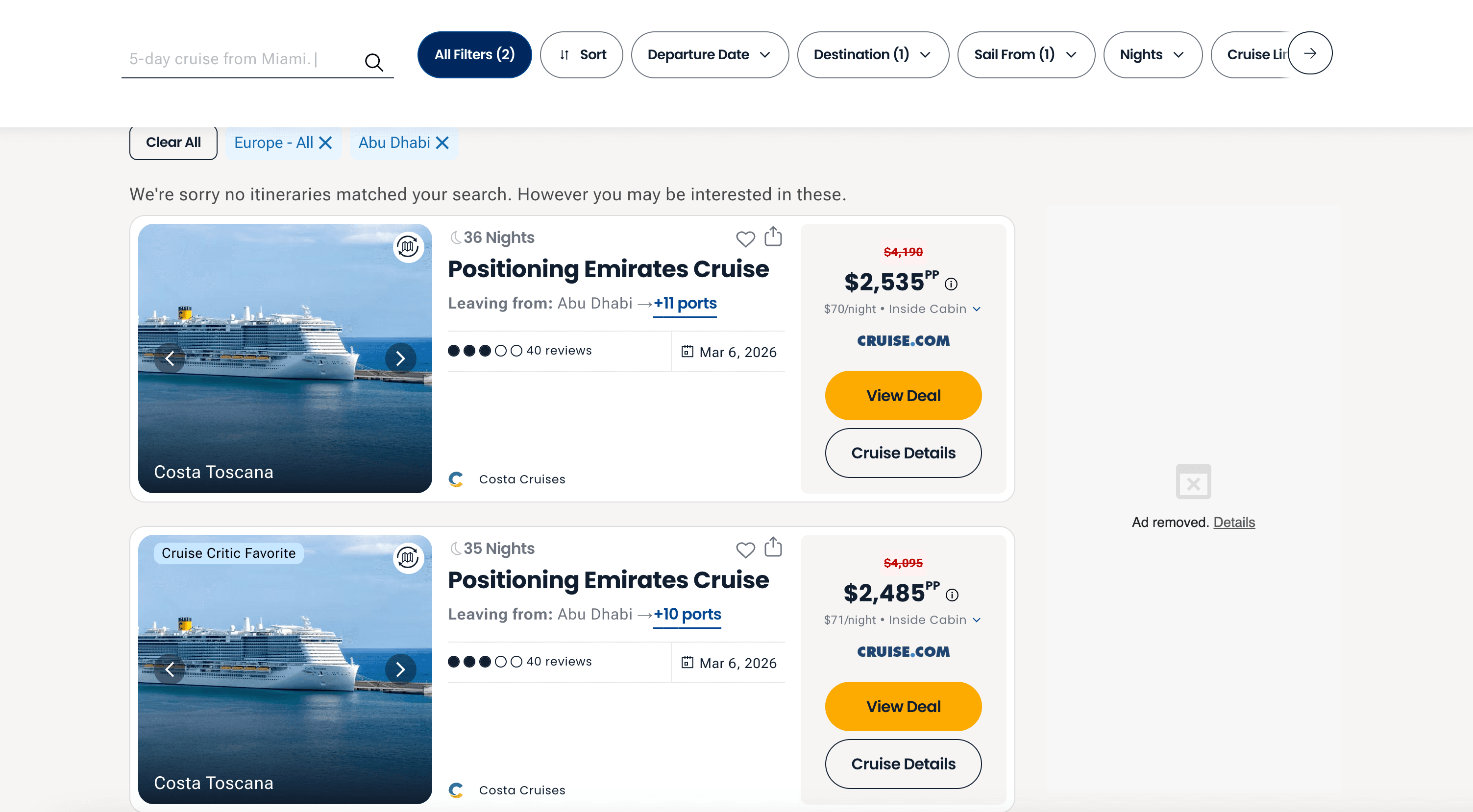 Cruise Search Results