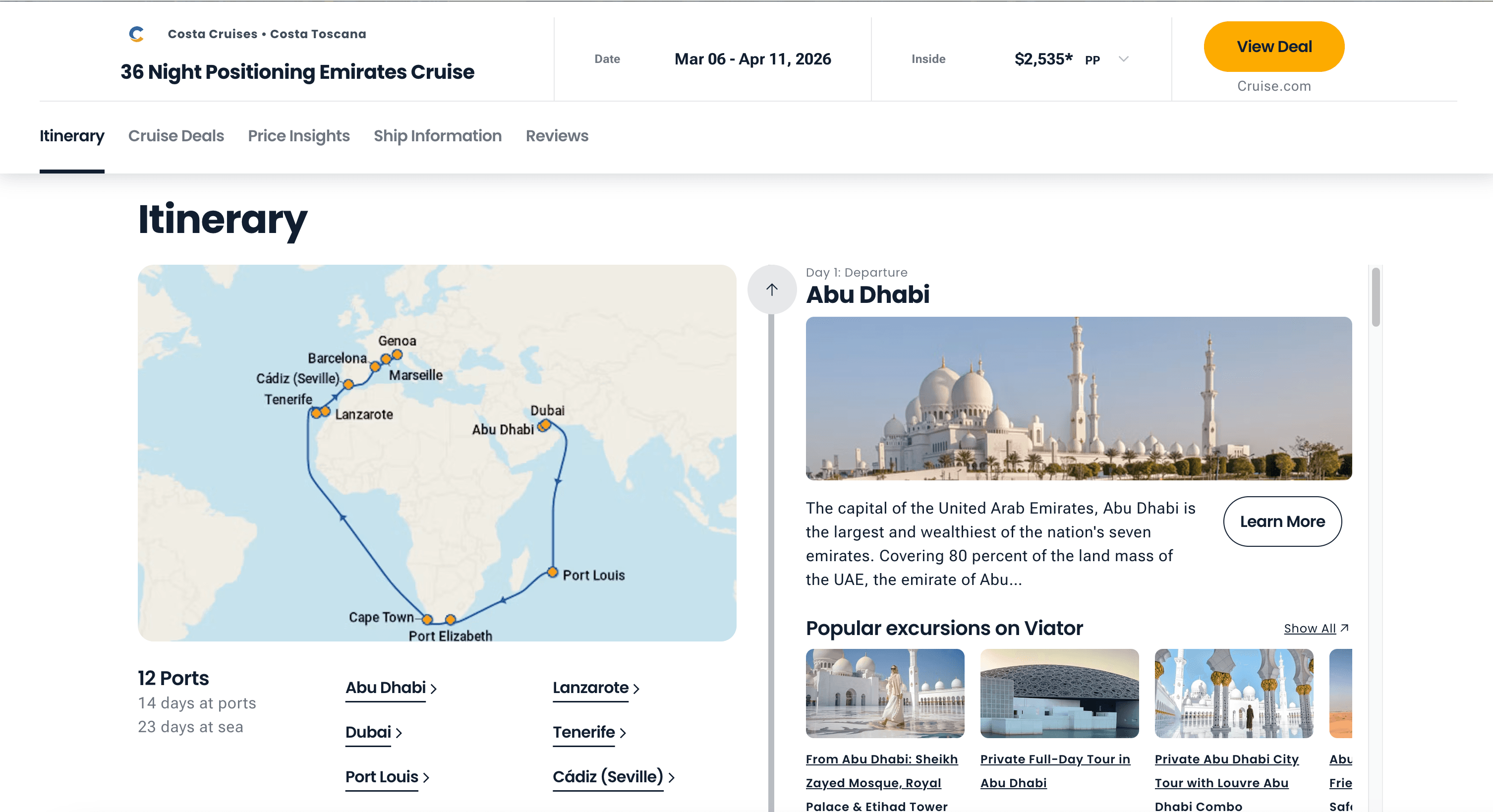 Cruise Details Page