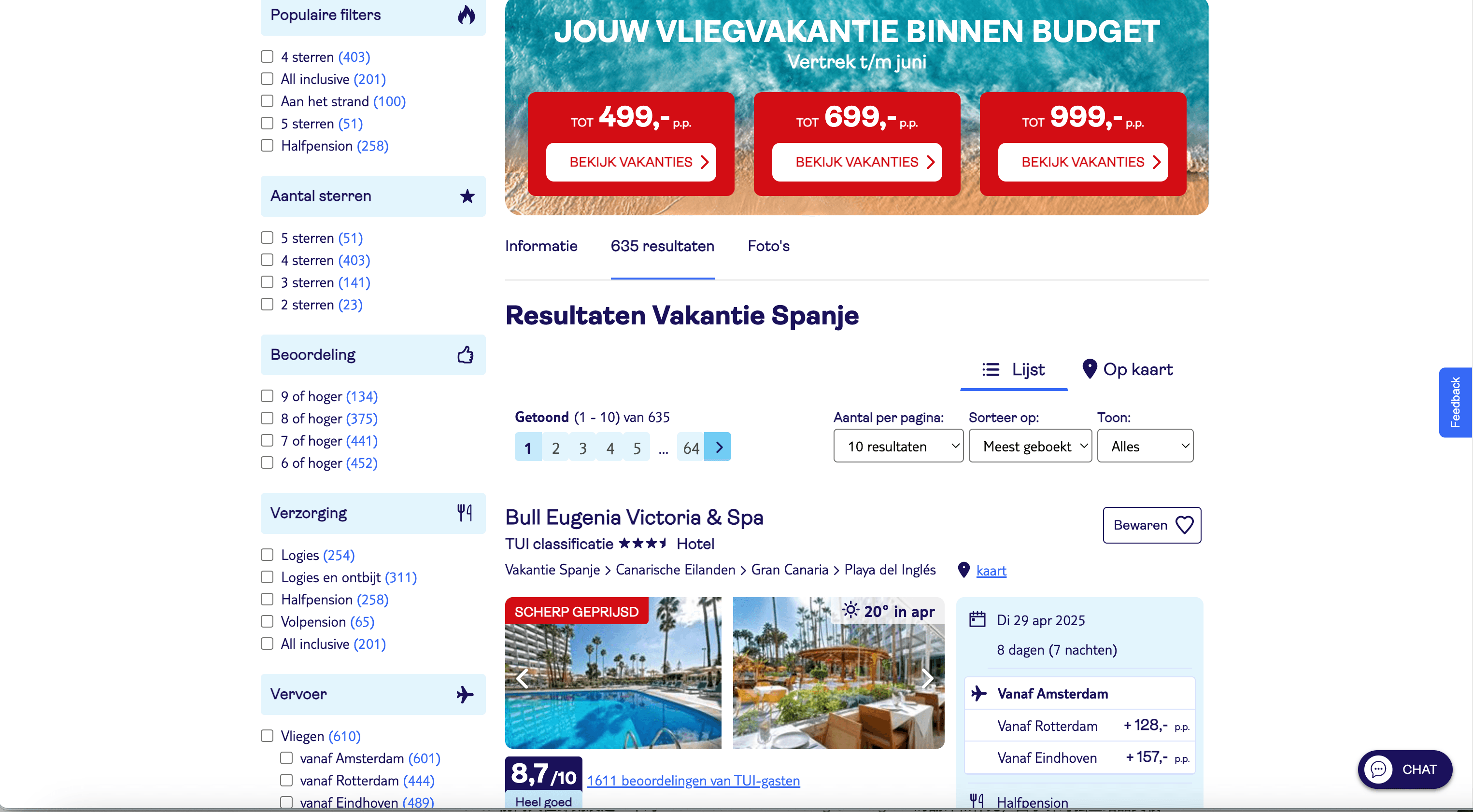 Urlaubsangebote Suchergebnis Screenshot