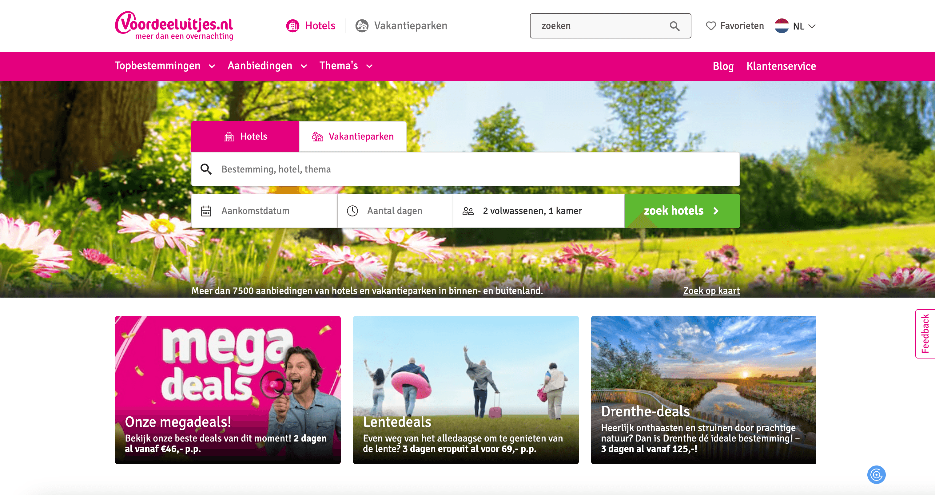 Voordeeluitjes.nl ホームページ
