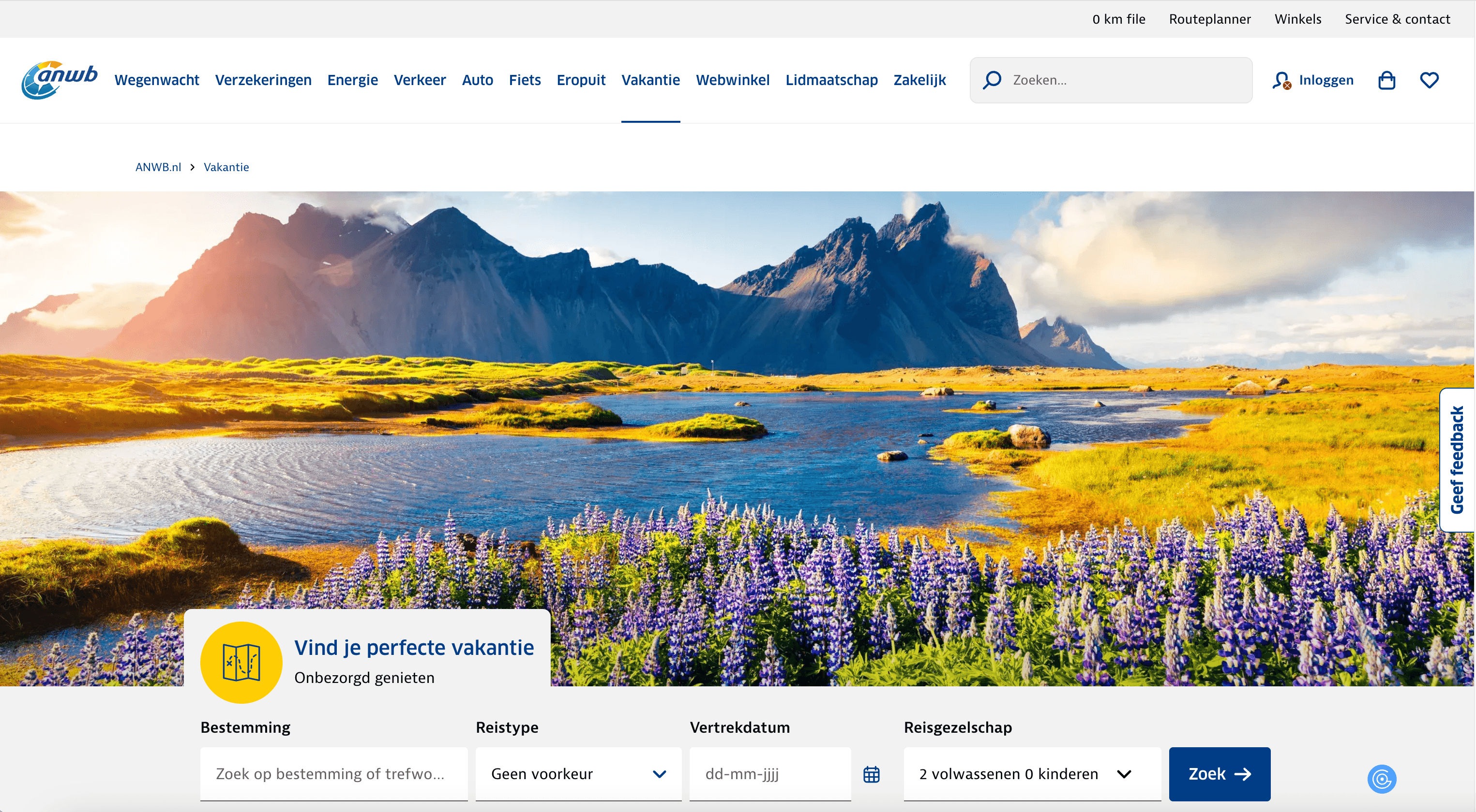 ANWB Website Screenshot