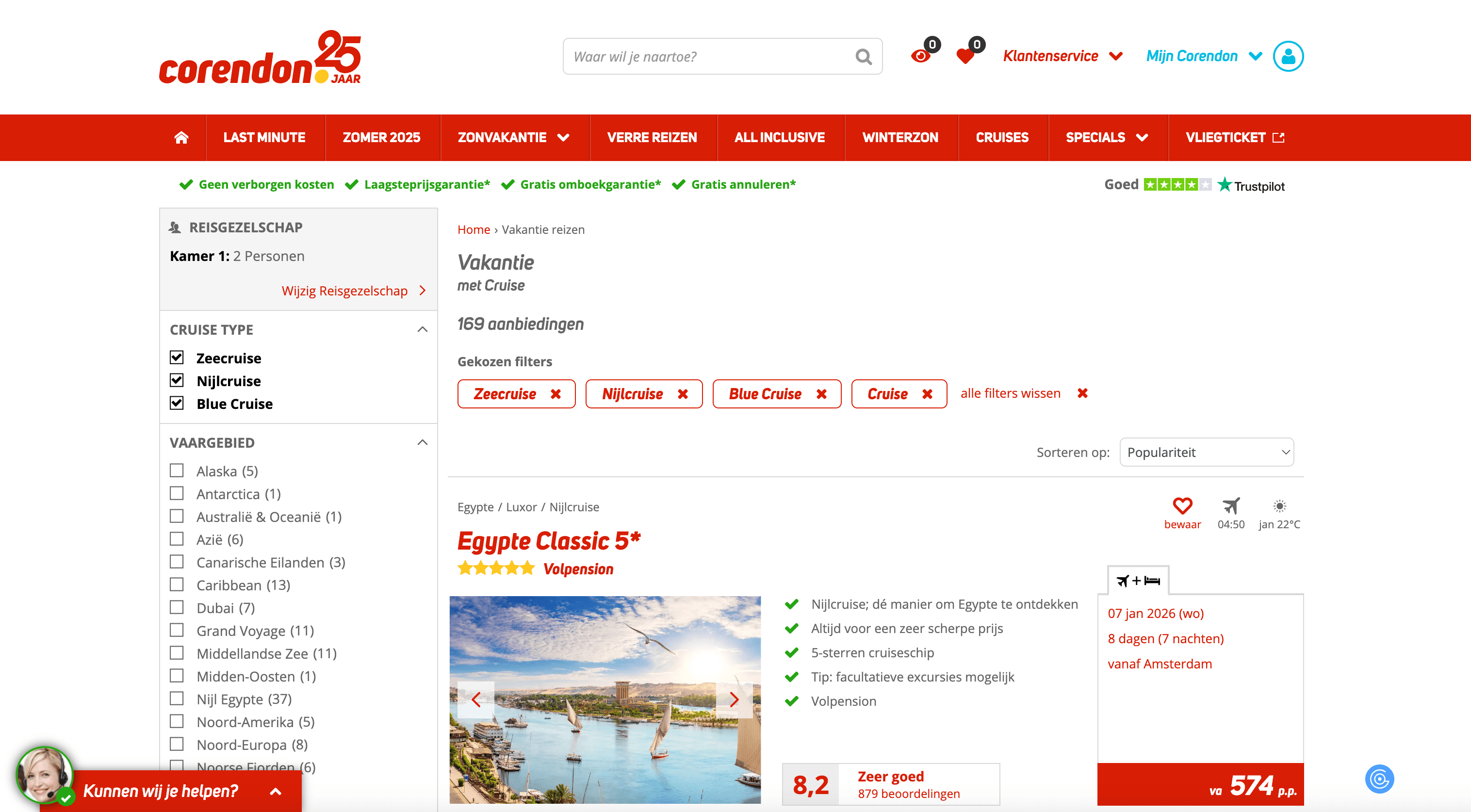 Corendon Cruises Search Result Screenshot