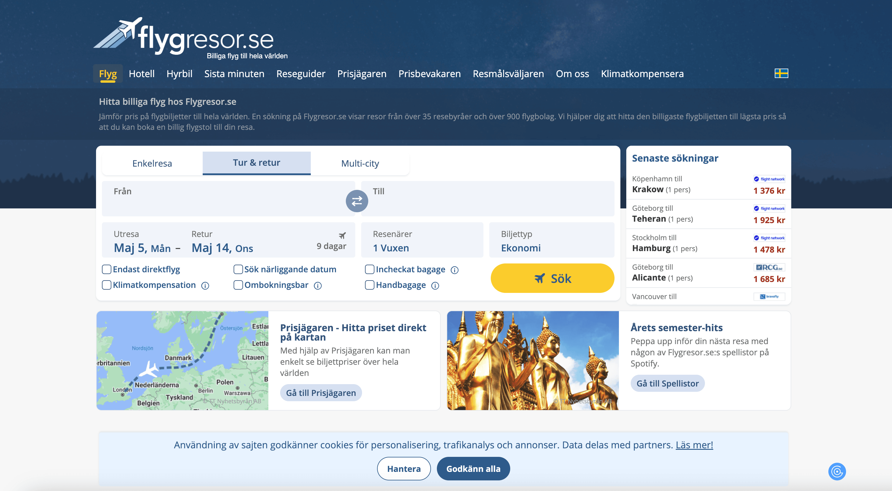 Flygresor.se Homepage