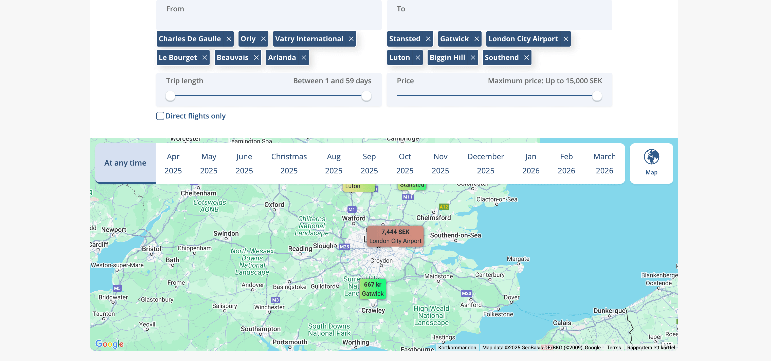 Prices Search Result Page