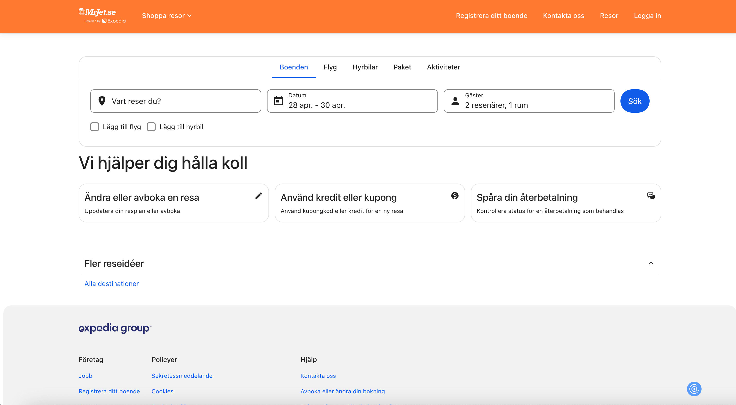 MrJet.se Homepage Screenshot