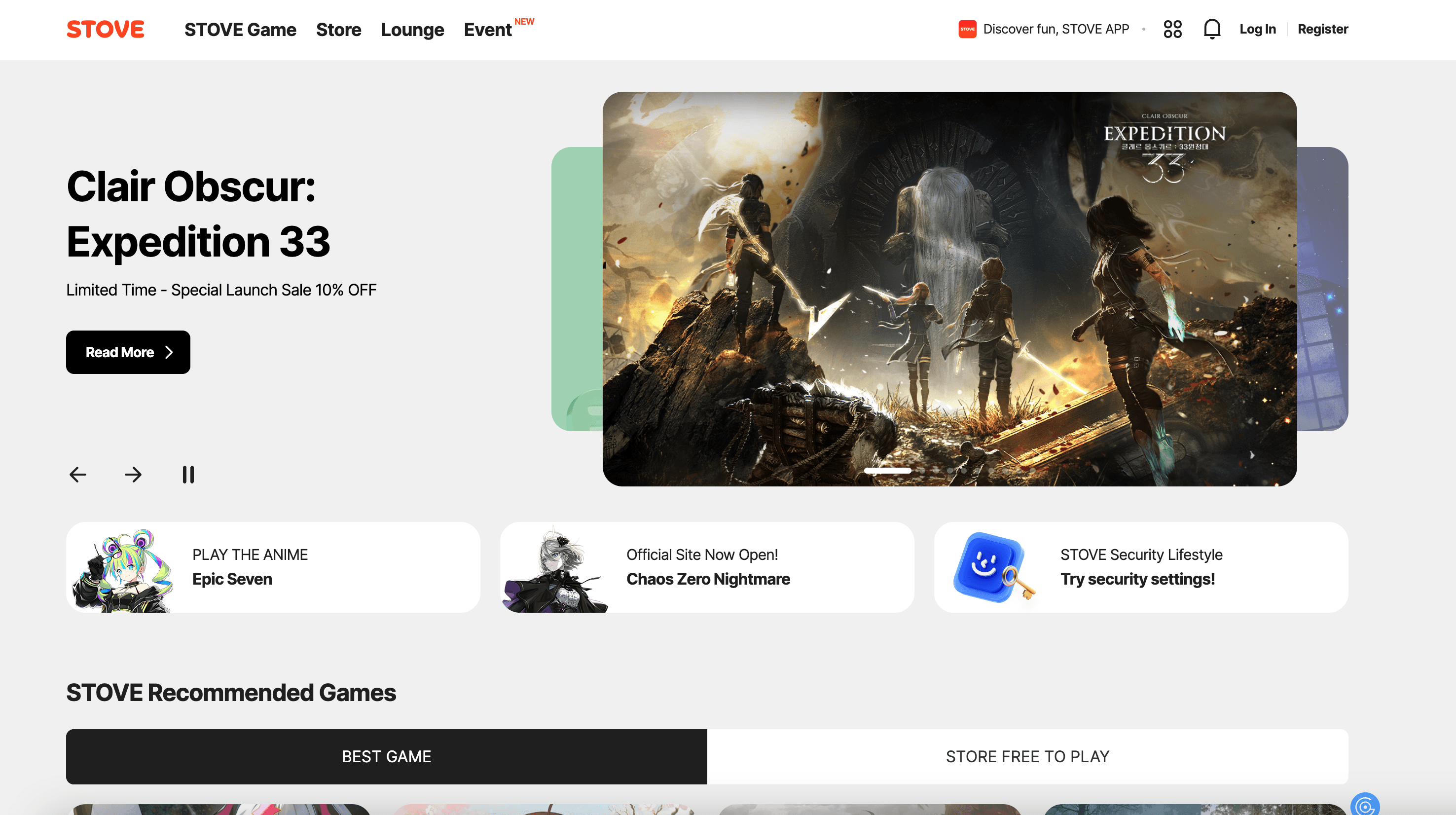 STOVE Website Screenshot