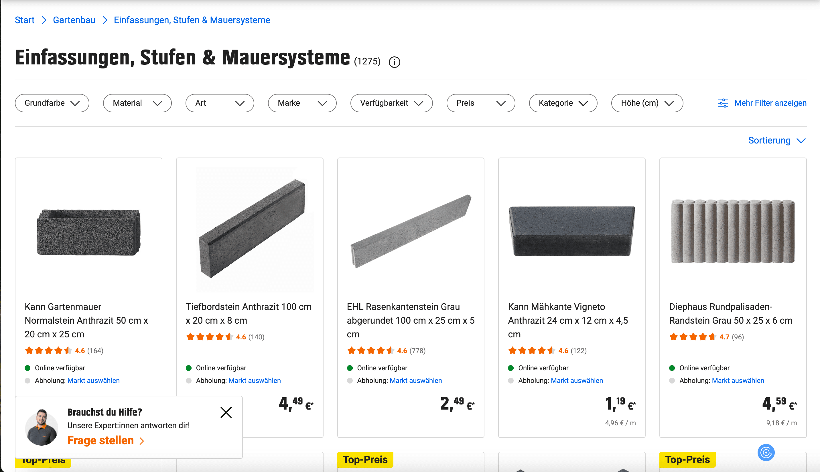 OBI SKU Listings Screenshot