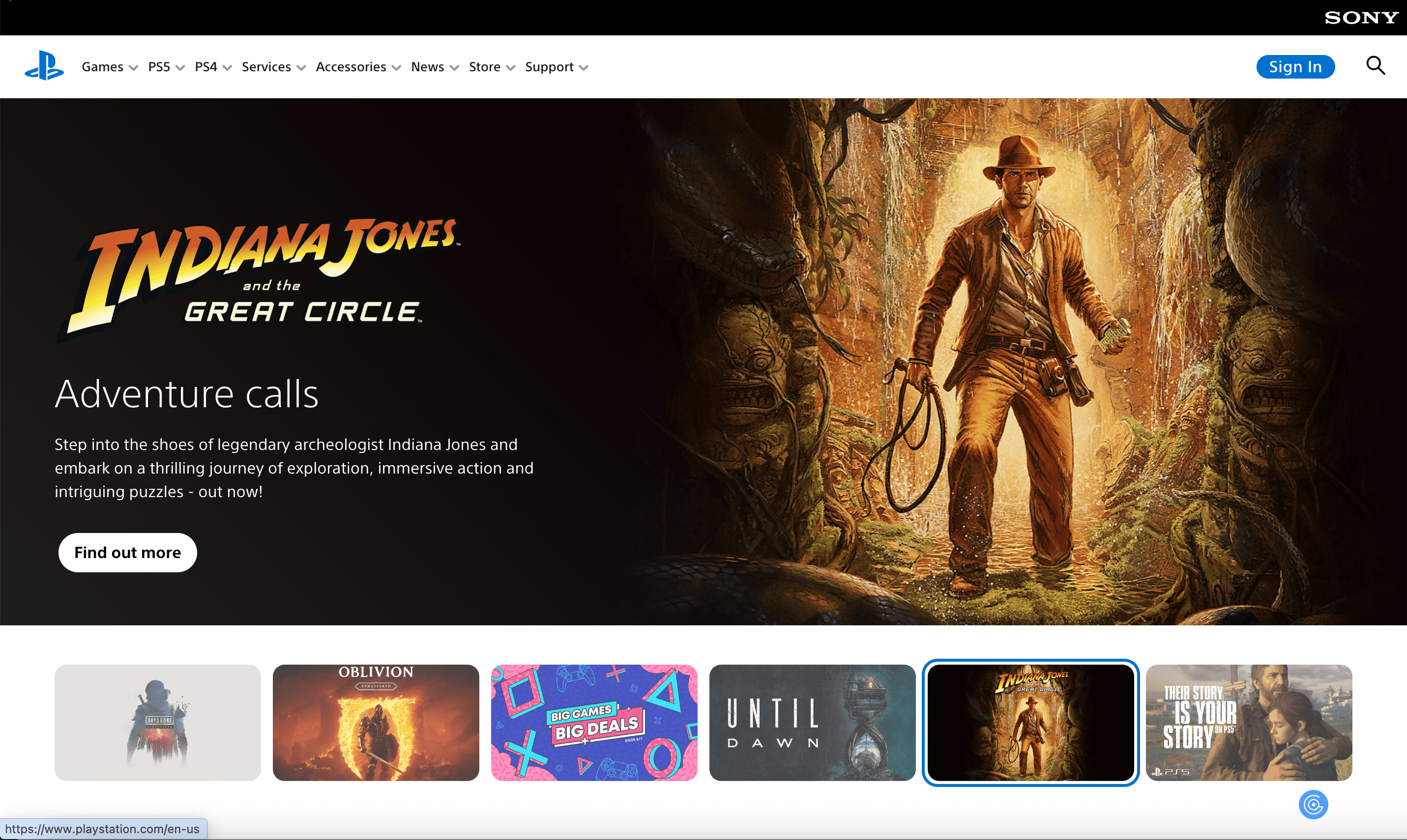 PlayStation Website Screenshot