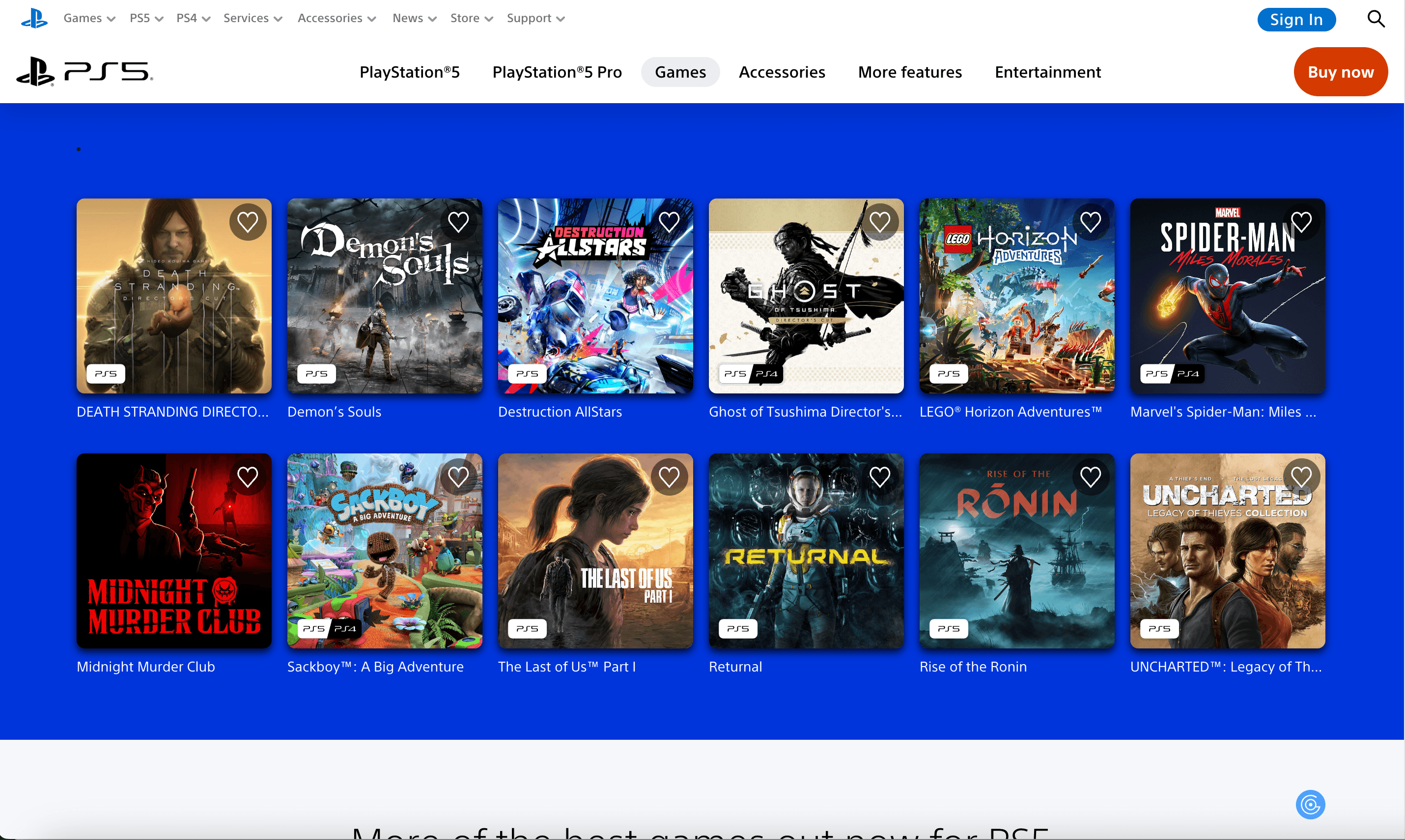 PlayStation Games Listings Screenshot