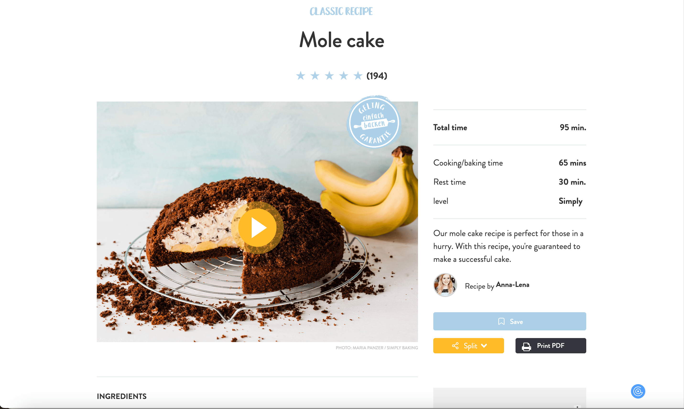 Recipe Details Screenshot