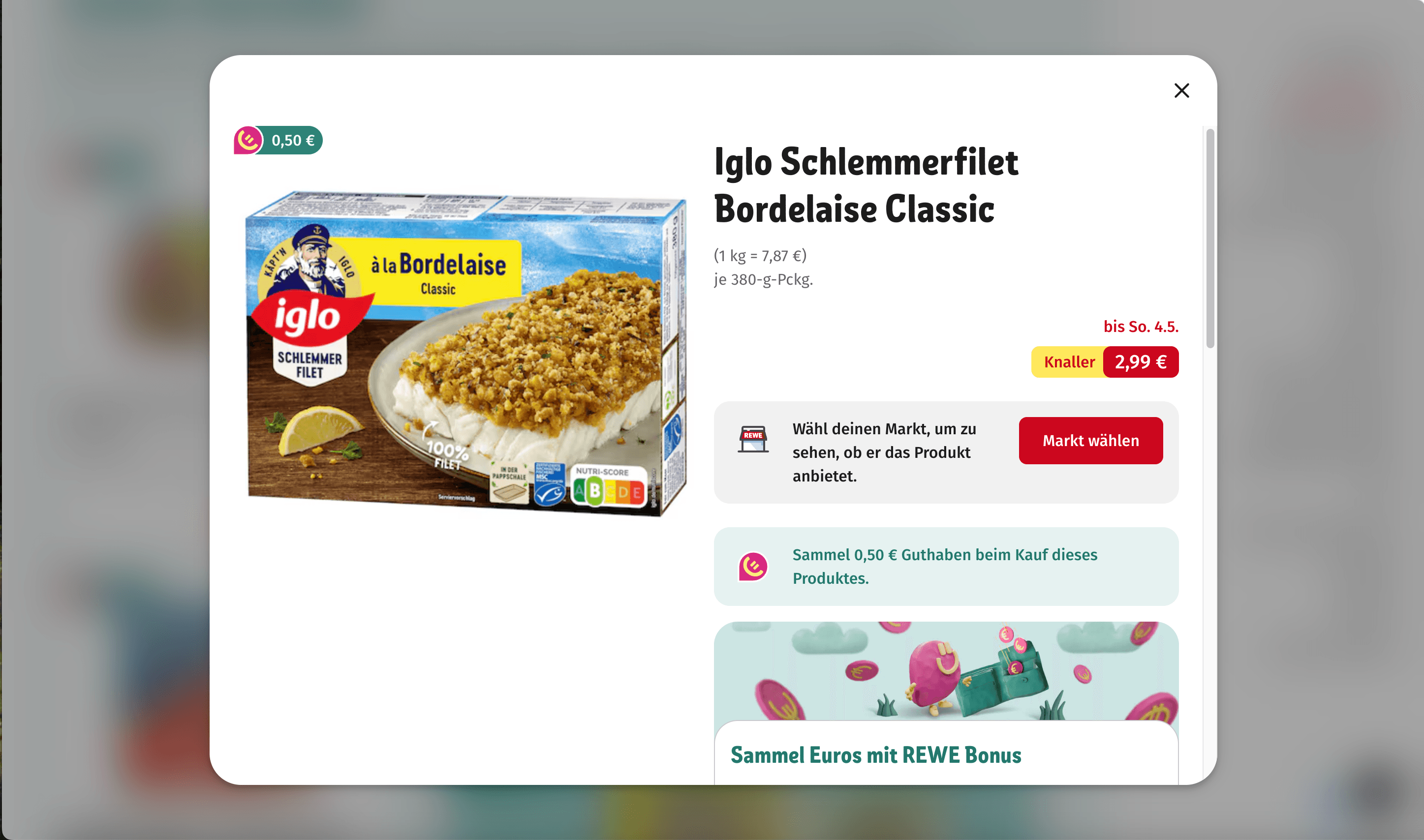REWE SKU Details Screenshot