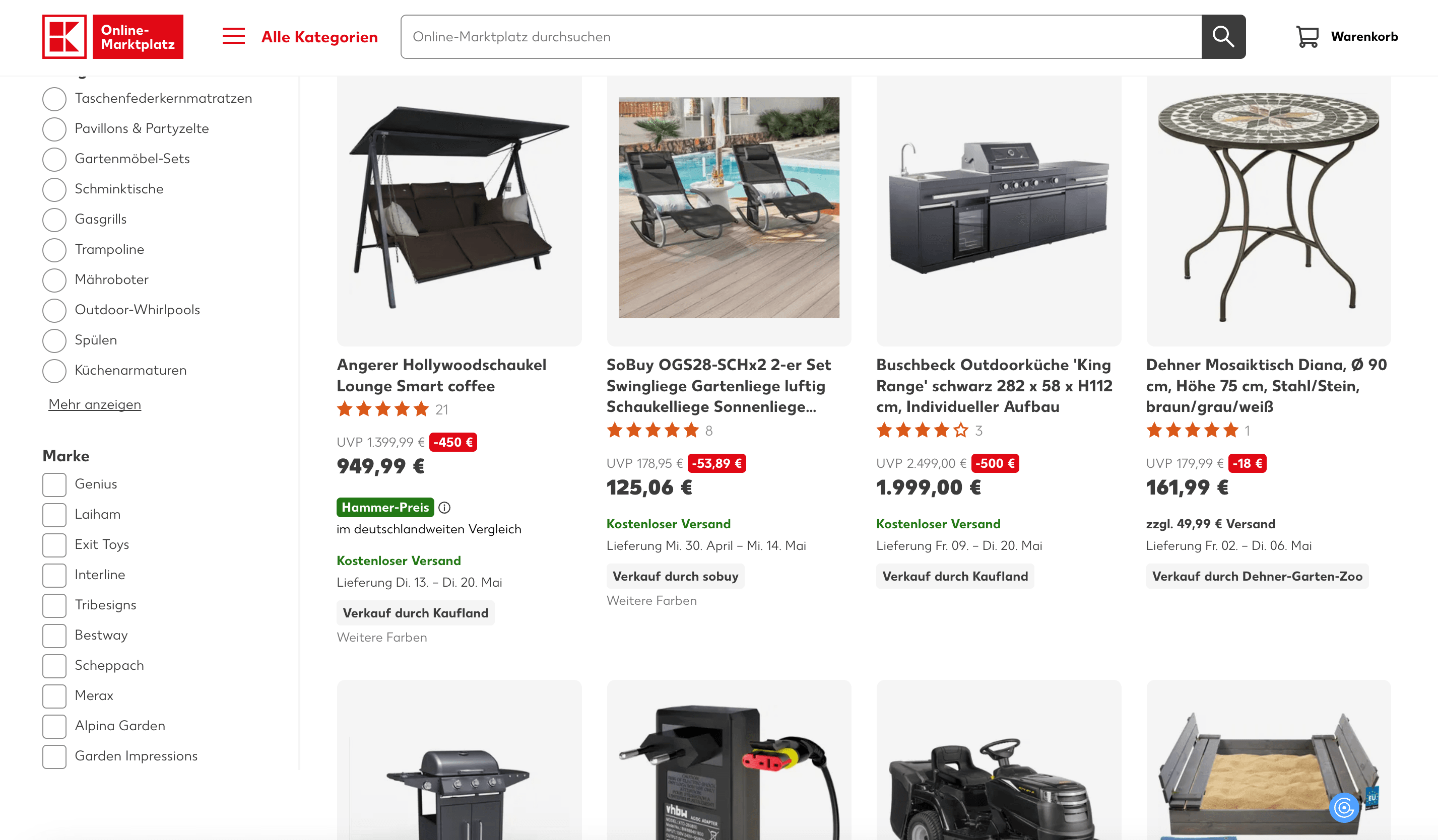 Kaufland SKU Listings Screenshot