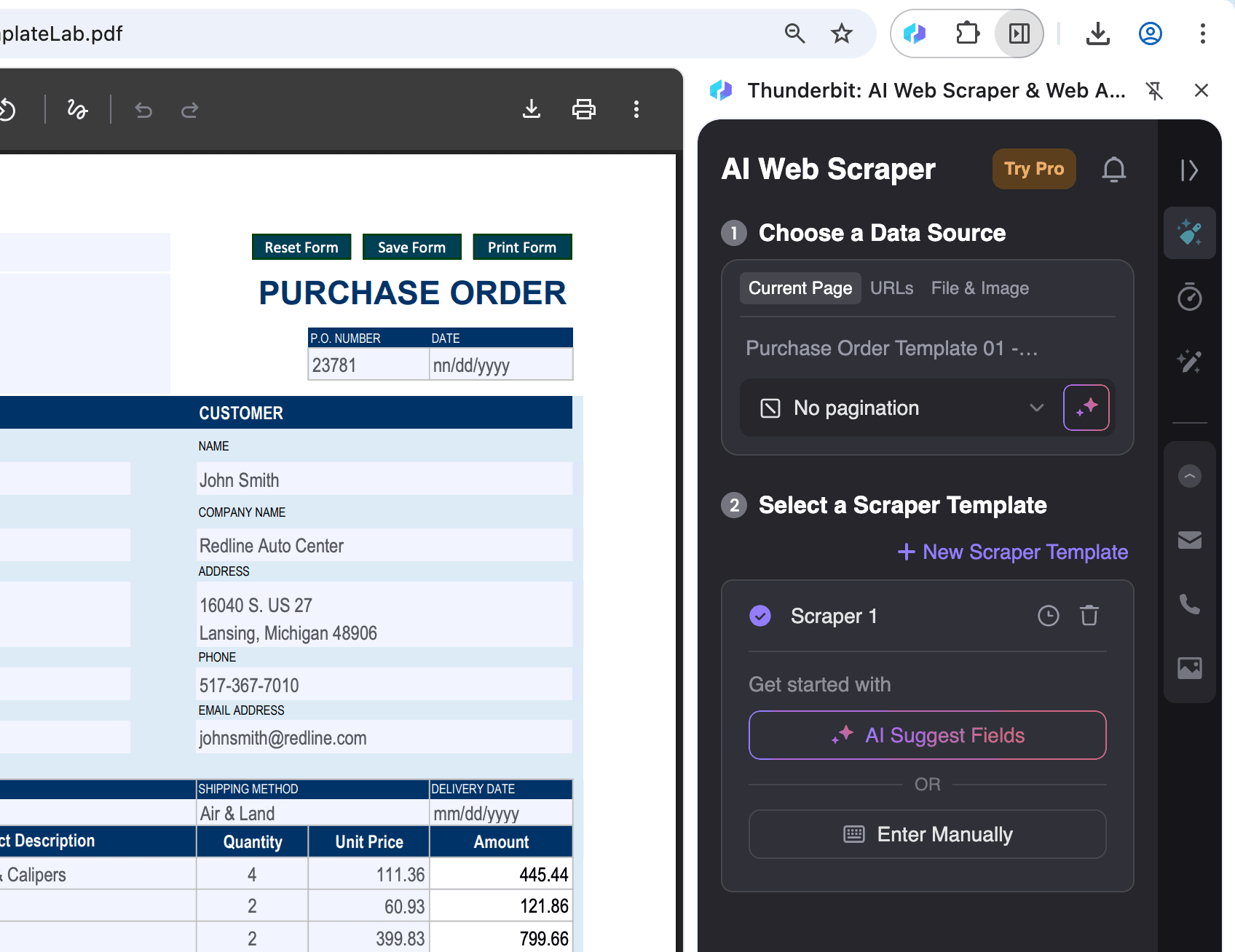 web scraper extension