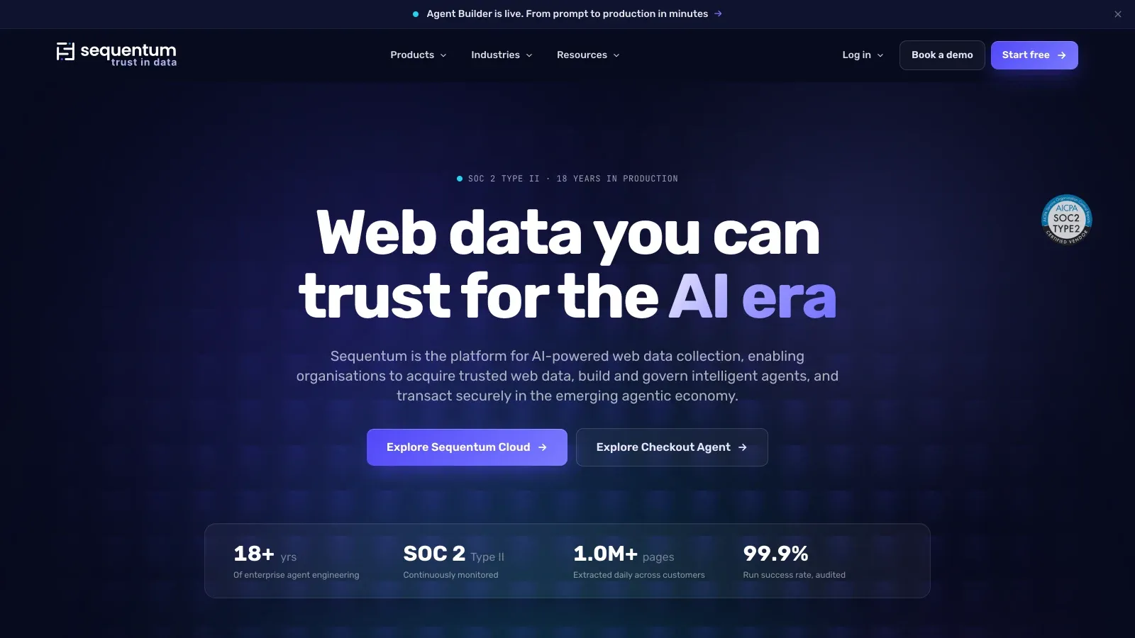 Sequentum Enterprise official website screenshot