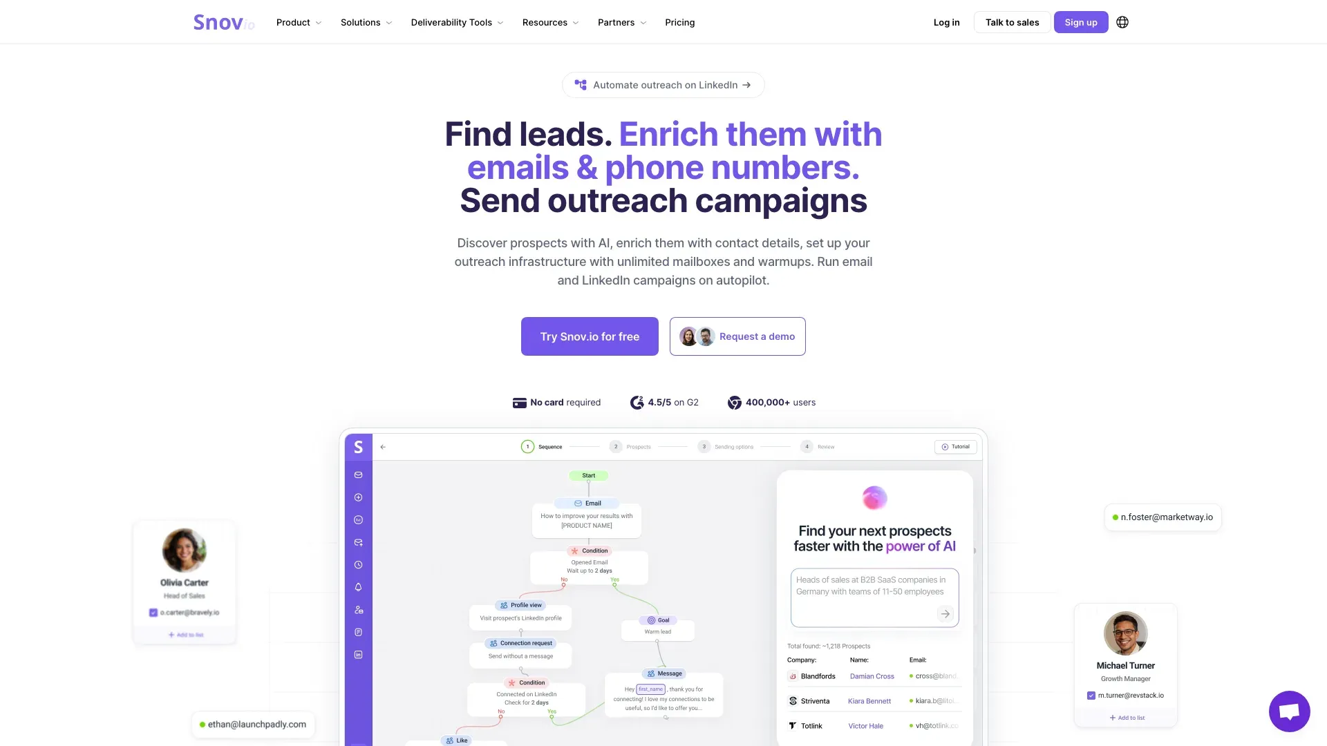 Snov.io official website screenshot