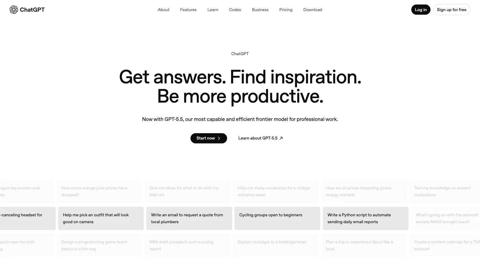 ChatGPT official website screenshot