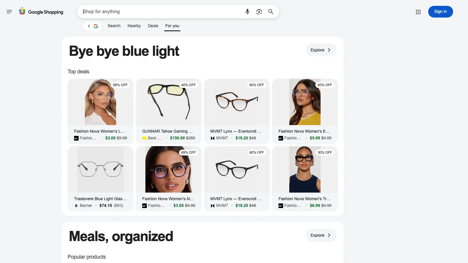 Google Shopping official website screenshot