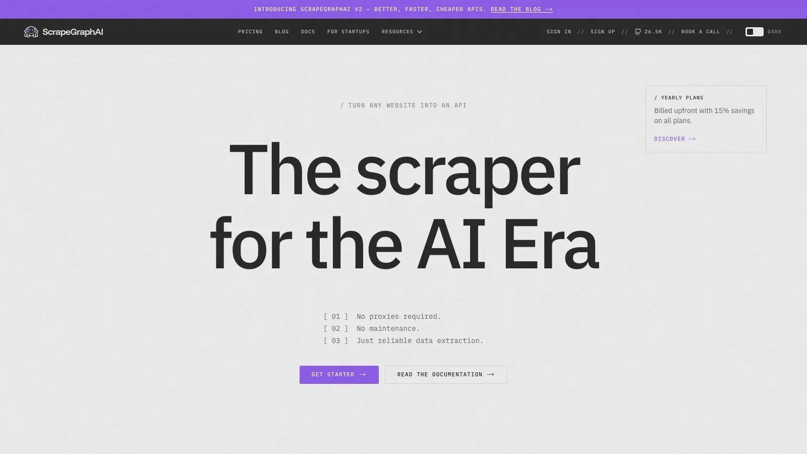 ScrapeGraphAI official website screenshot