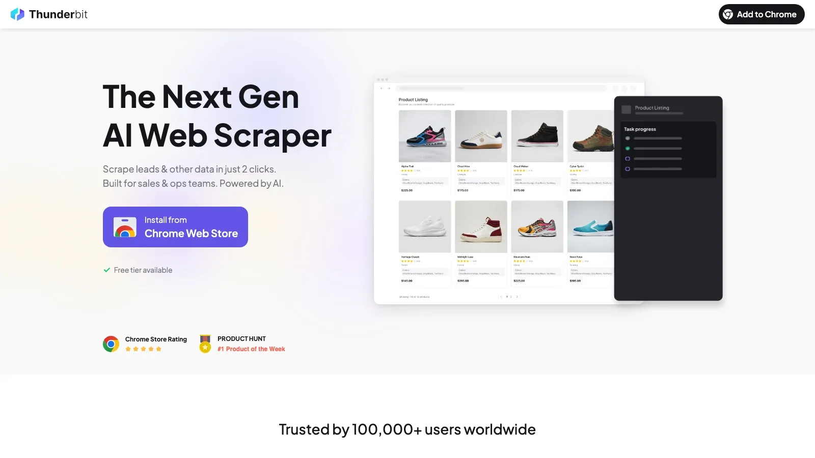Thunderbit official website screenshot