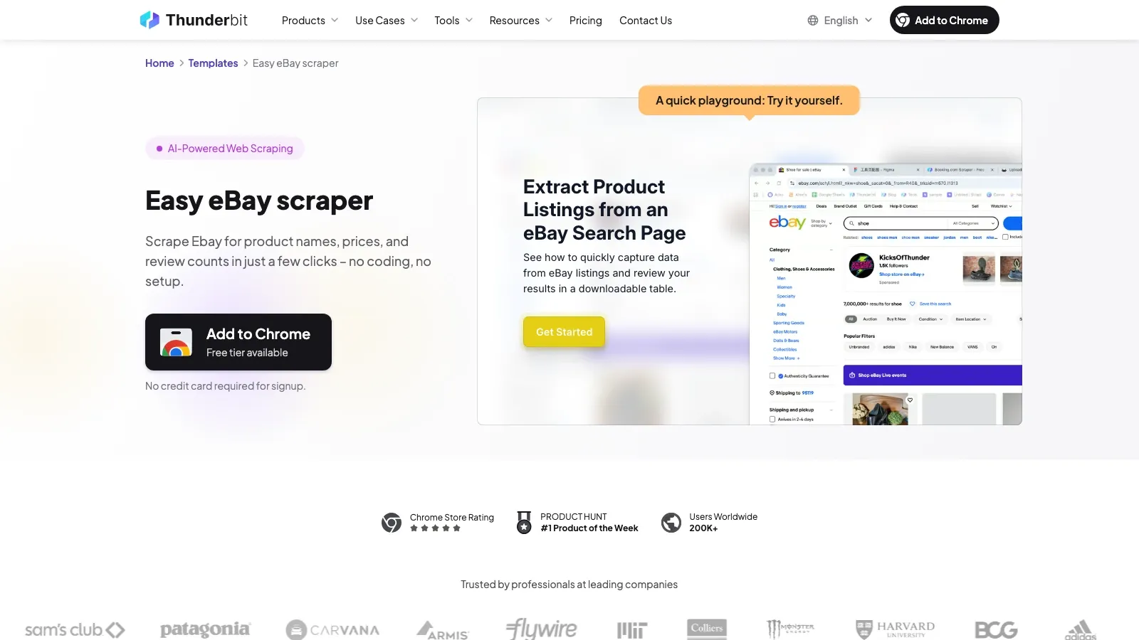 Thunderbit official website screenshot